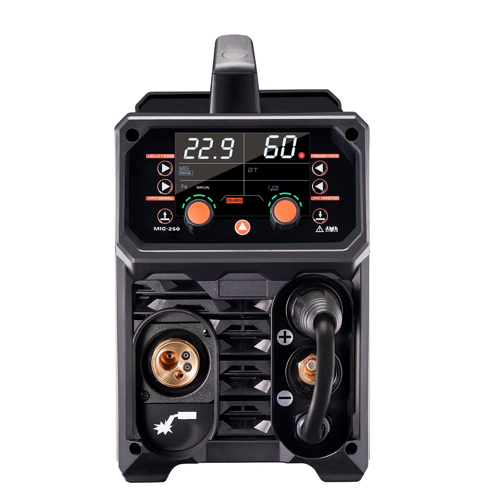 VEVOR Pro MIG Welder, 250Amp Pluse Mig Welding Machine, 5-in-1 Synergic Welder Machine MIG Pluse/Gas MIG/Flux Core MIG/Stick/Lift TIG with IGBT Inverter Technology and LCD Screen Display