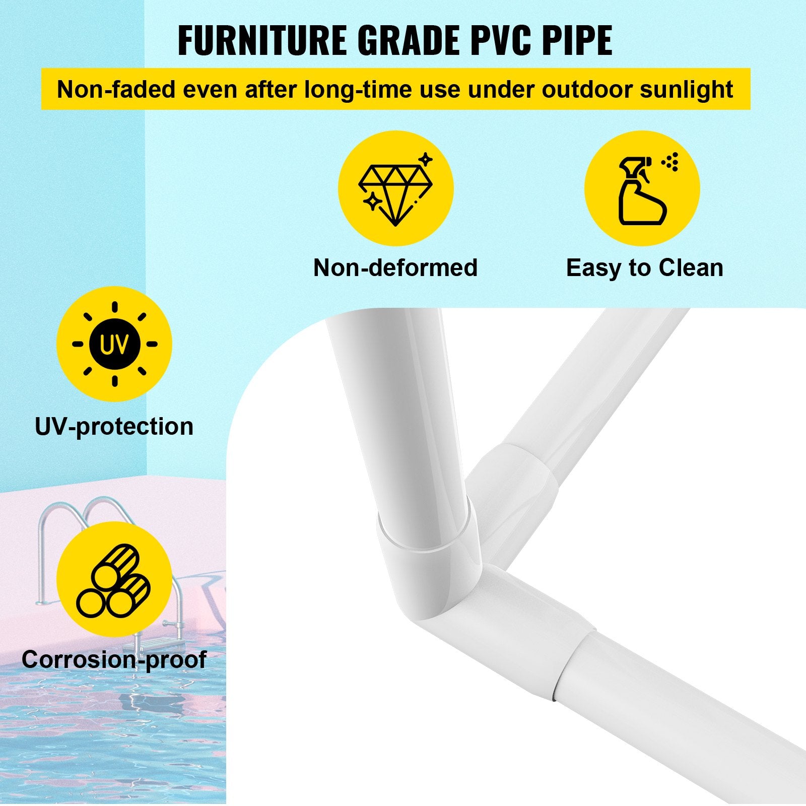 VEVOR Outdoor Towel Rack Pool Towel Rack 7 Bar Curved White Freestanding Patio