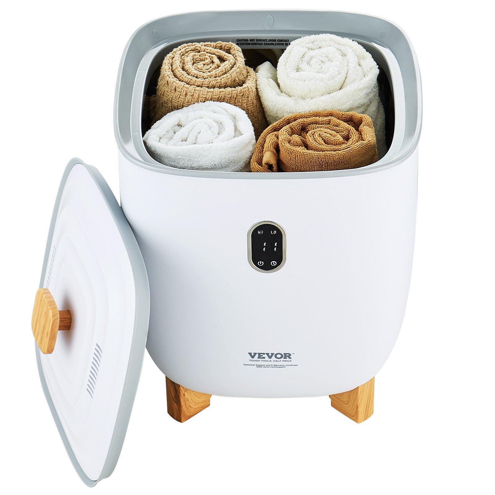 VEVOR 25L Towel Warmer Bucket with LED Screen Bottom Heating Columns Timer White