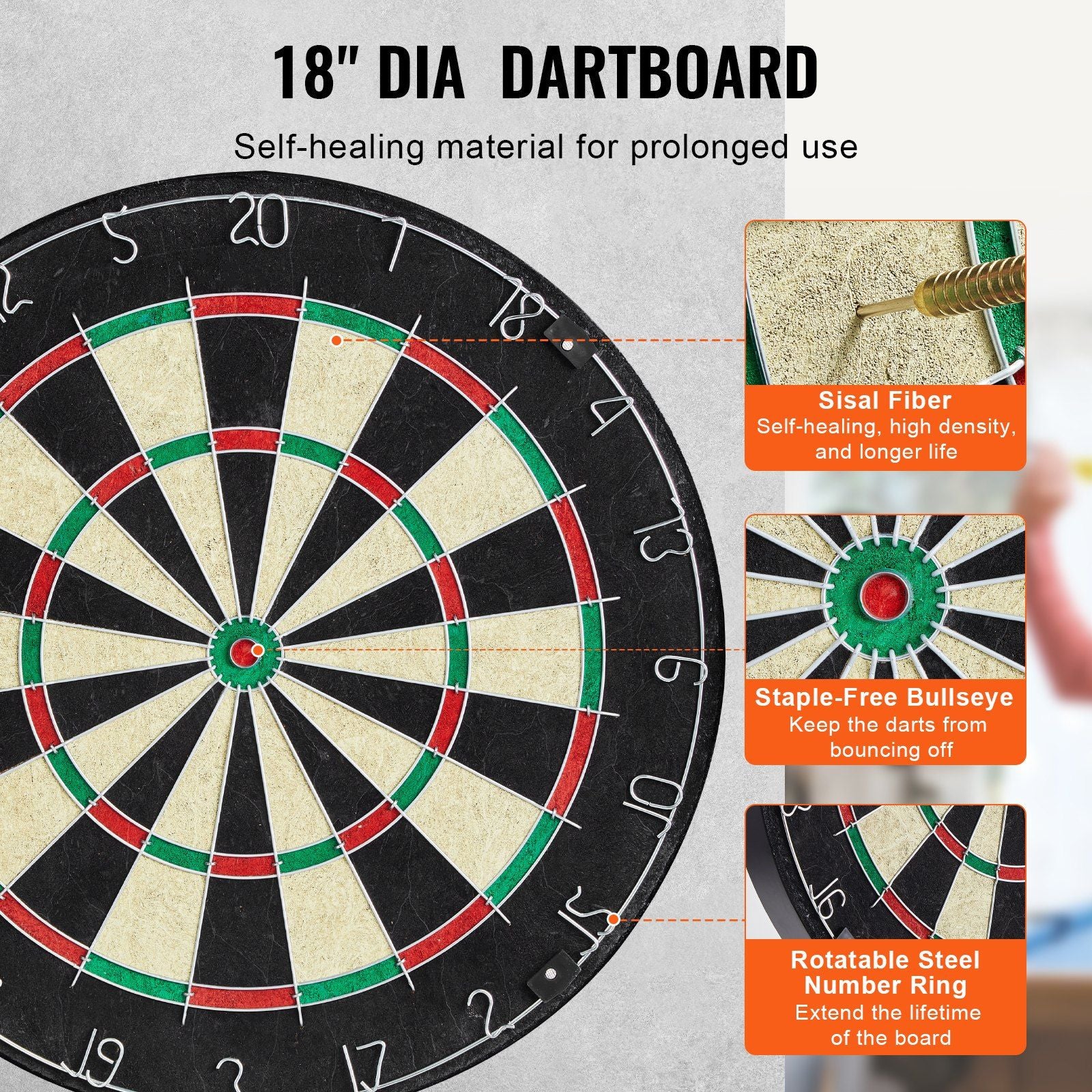 Dartboard and Cabinet Set, Ready-to-Play Bundle Official Size Dartboard Cabinet Set, Steel Tip Dart Cabinet, Features Easy Assembly, Complete with All Accessories, Perfect for Cricket Games