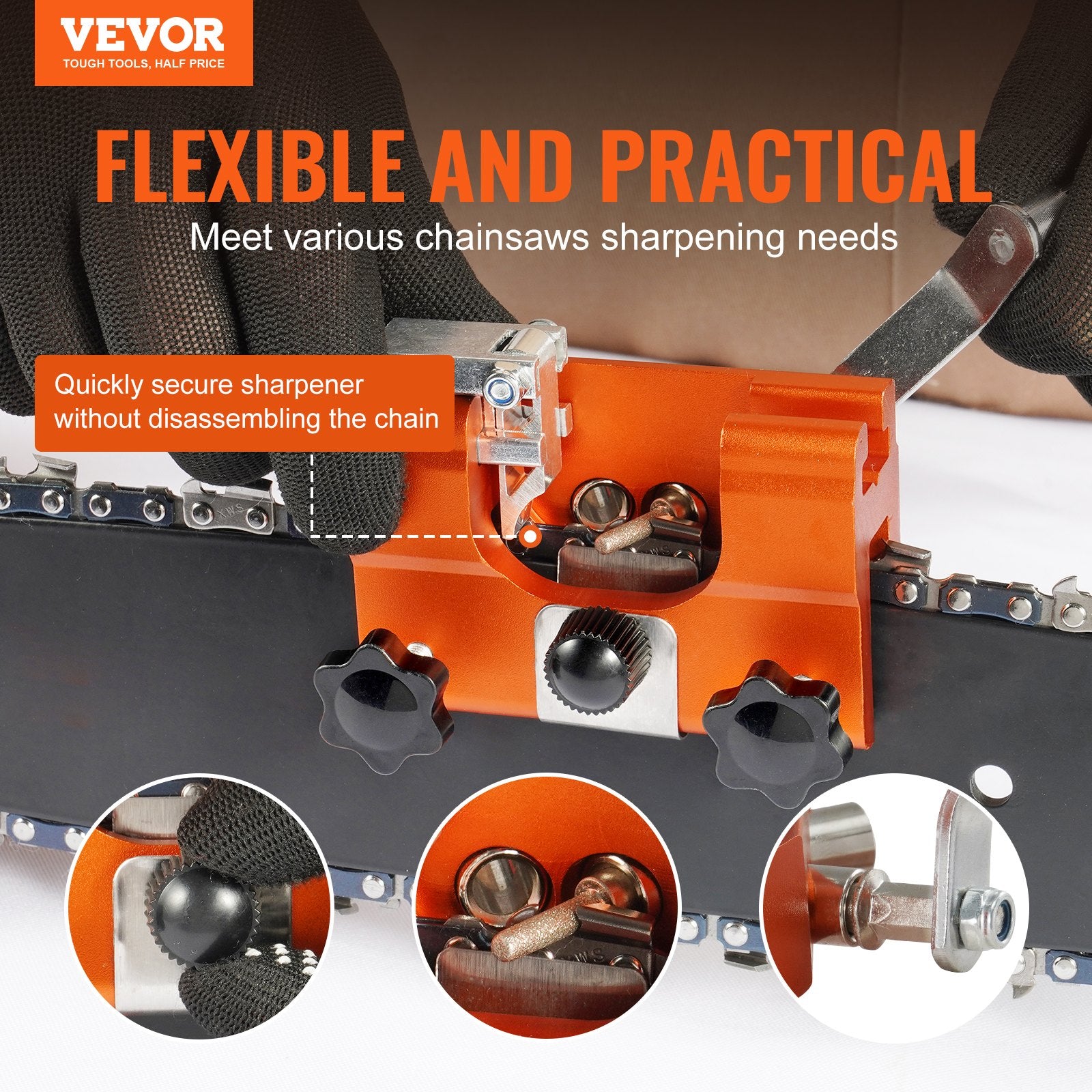 VEVOR Chainsaw Sharpener Hand Crank Chainsaw Chain Sharpener for 4-22" Chain Saw