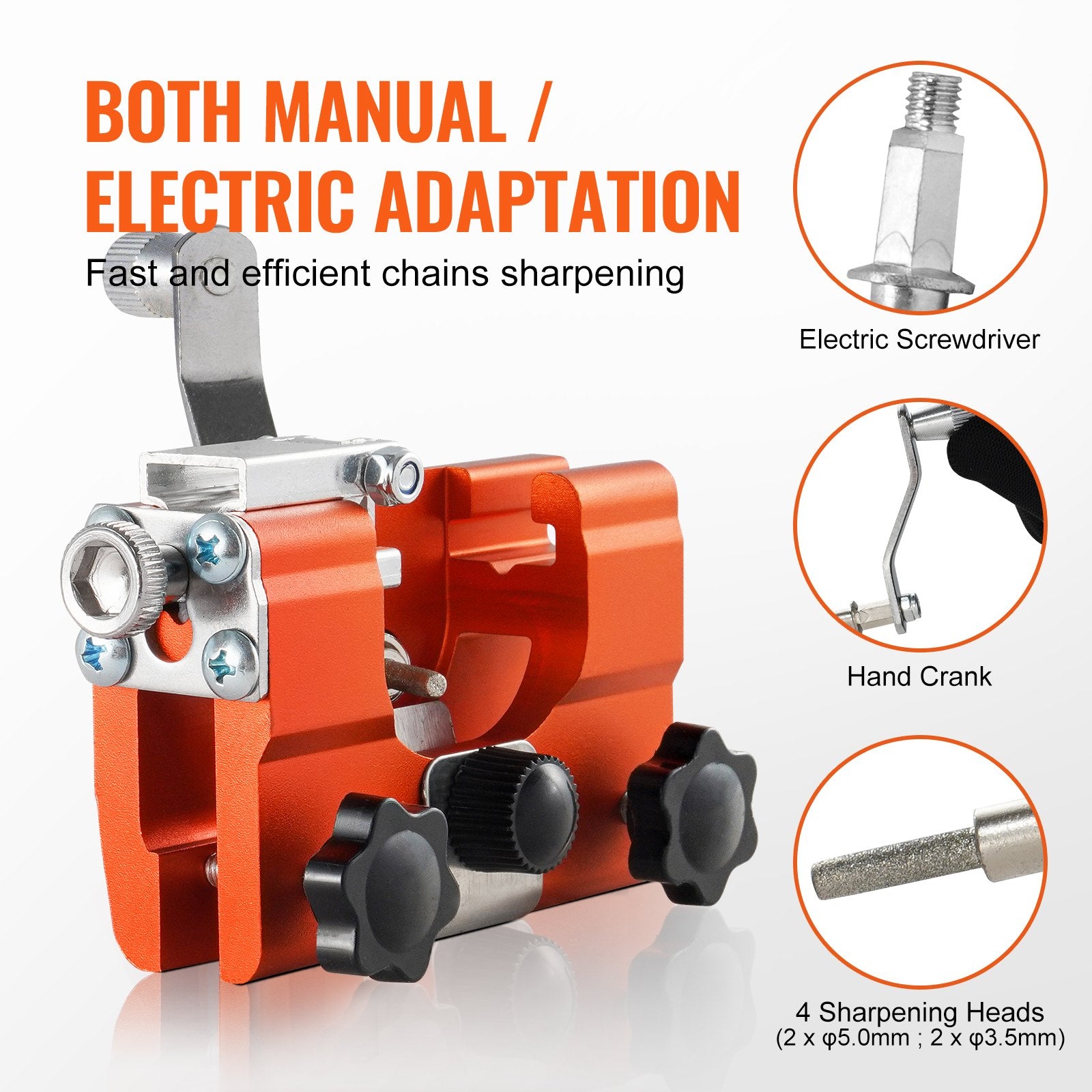 VEVOR Chainsaw Sharpener Hand Crank Chainsaw Chain Sharpener for 4-22" Chain Saw