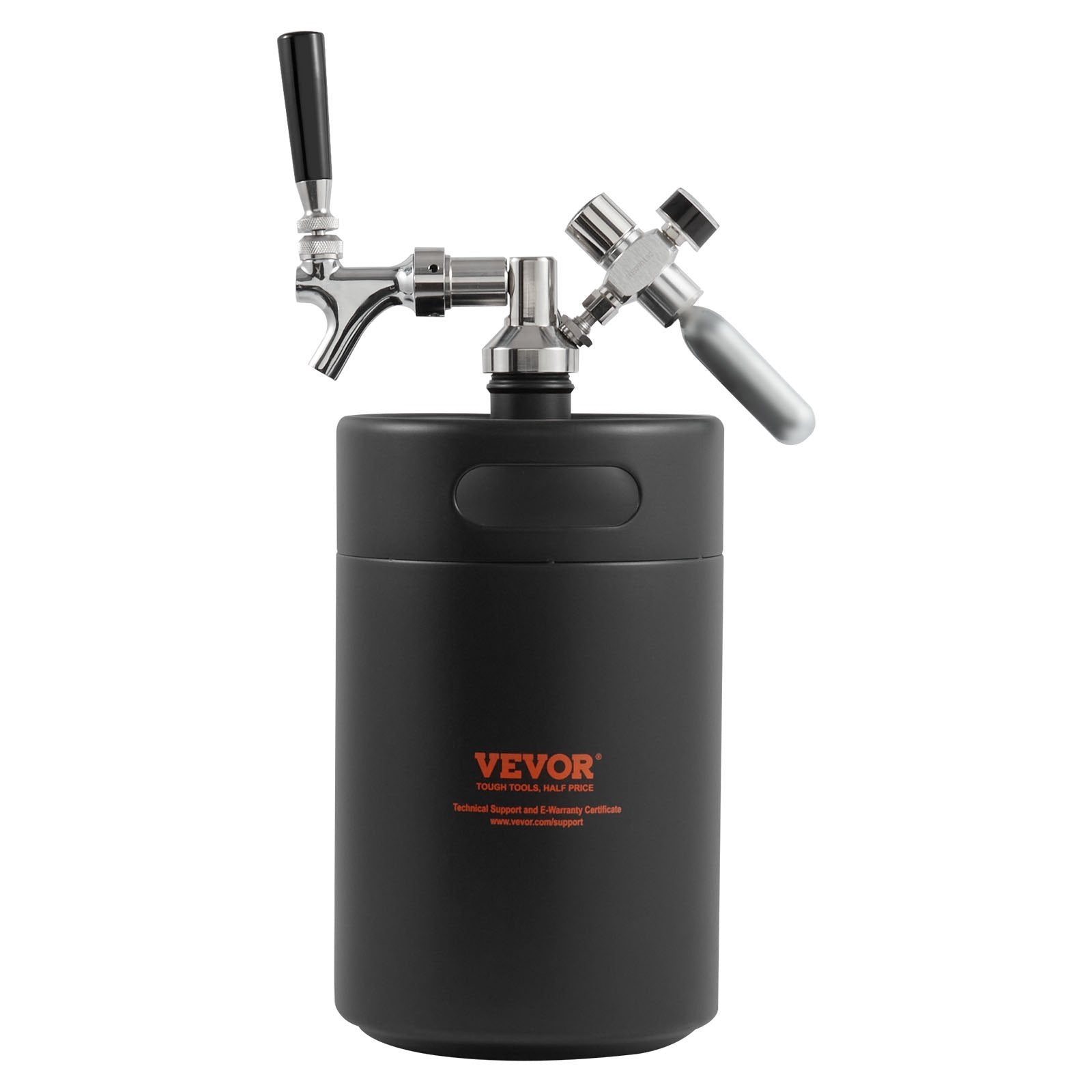 VEVOR Beer Growler Tap System, 5L Mini Keg, 304 Stainless Steel Pressurized Beer Growler, Keg Growler with Pressure Display, CO2 Regulator Faucet, Leak-Proof Ring For Draft, Homebrew, Craft Beer
