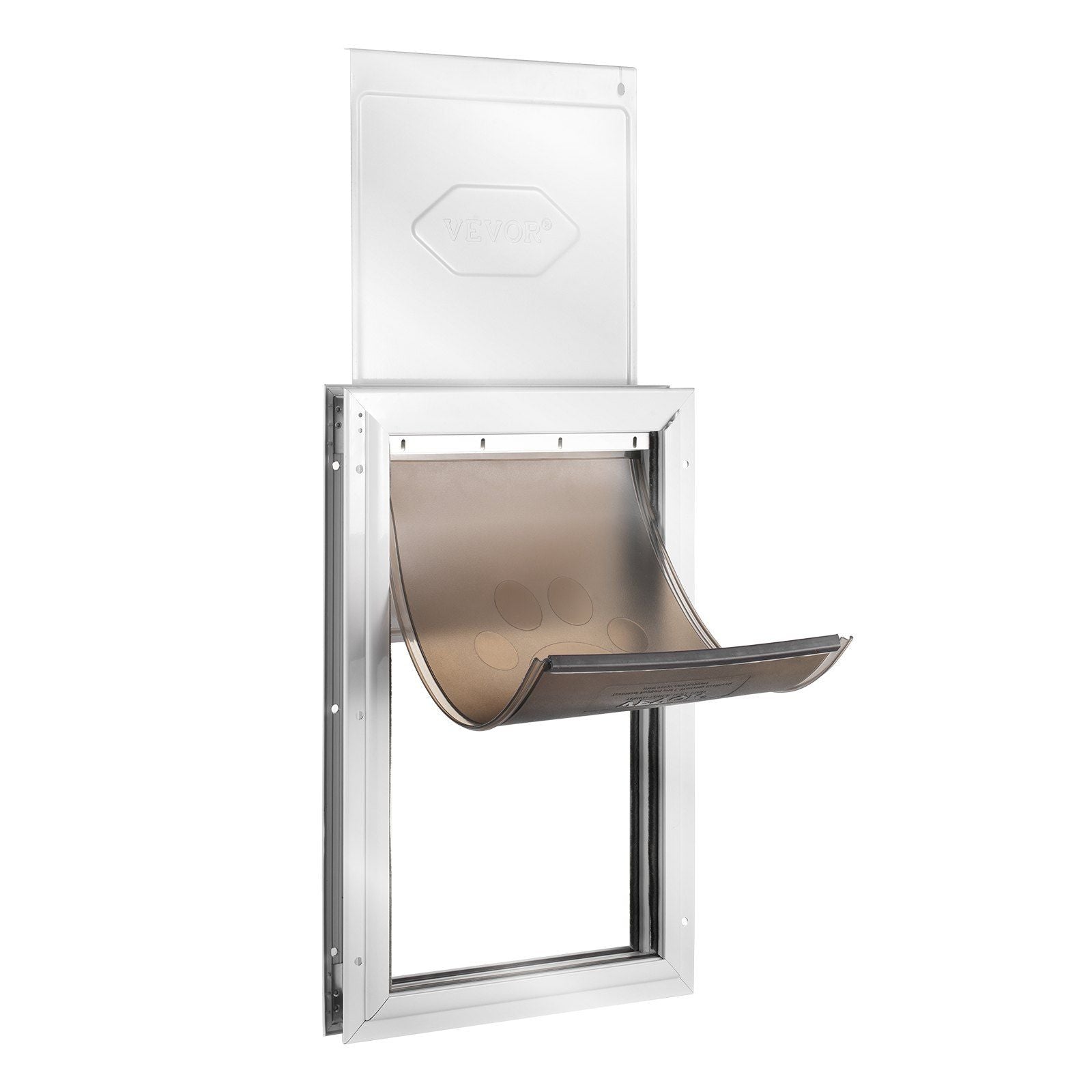 Pet Door, 33.7 x 50.9 cm Aluminum Frame with Lock and Flap System, Weatherproof Doggy Door, Easy to Install in Interior or Exterior Doors, Pet Door Suitable for Cat Doggie Kitties (White-L)