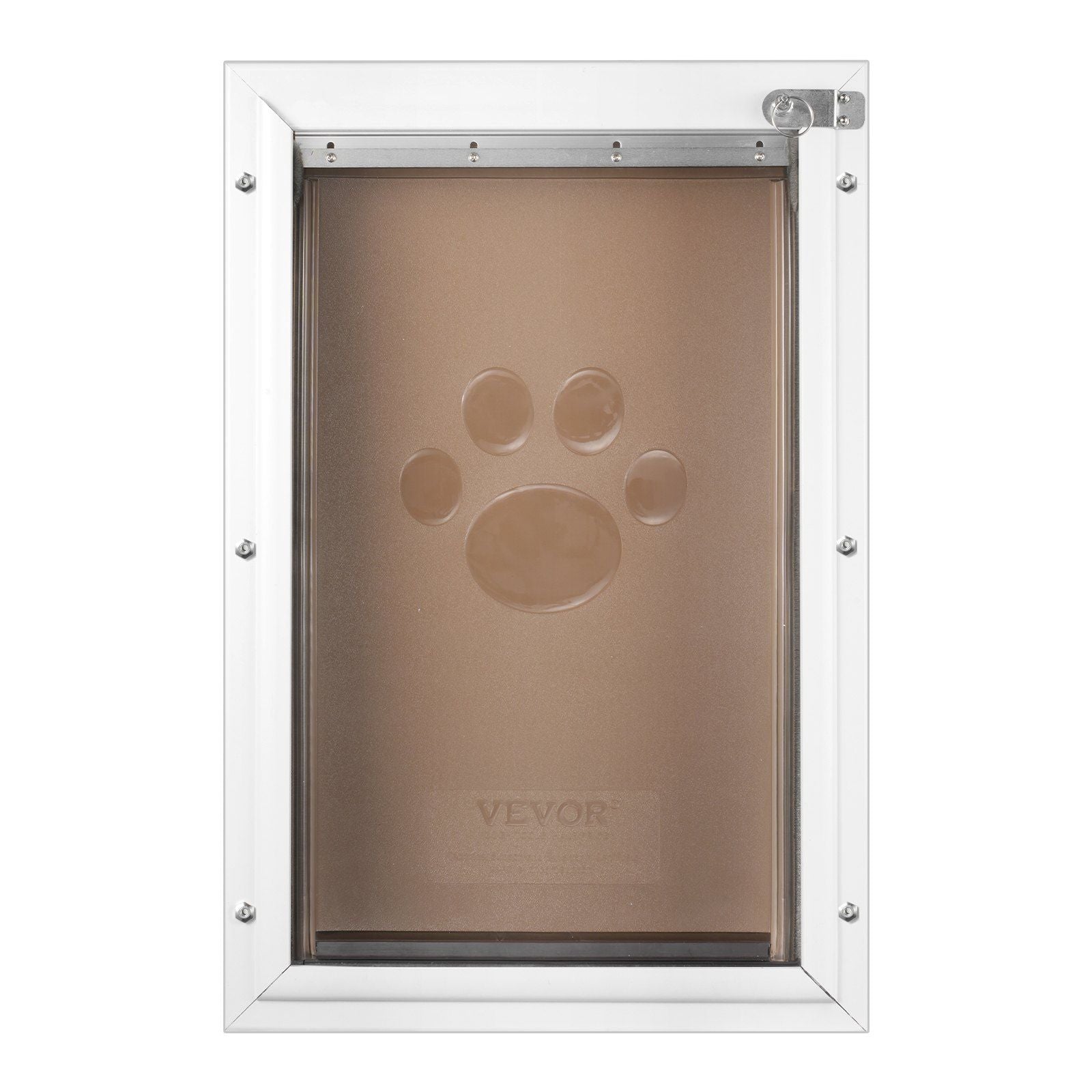 Pet Door, 33.7 x 50.9 cm Aluminum Frame with Lock and Flap System, Weatherproof Doggy Door, Easy to Install in Interior or Exterior Doors, Pet Door Suitable for Cat Doggie Kitties (White-L)