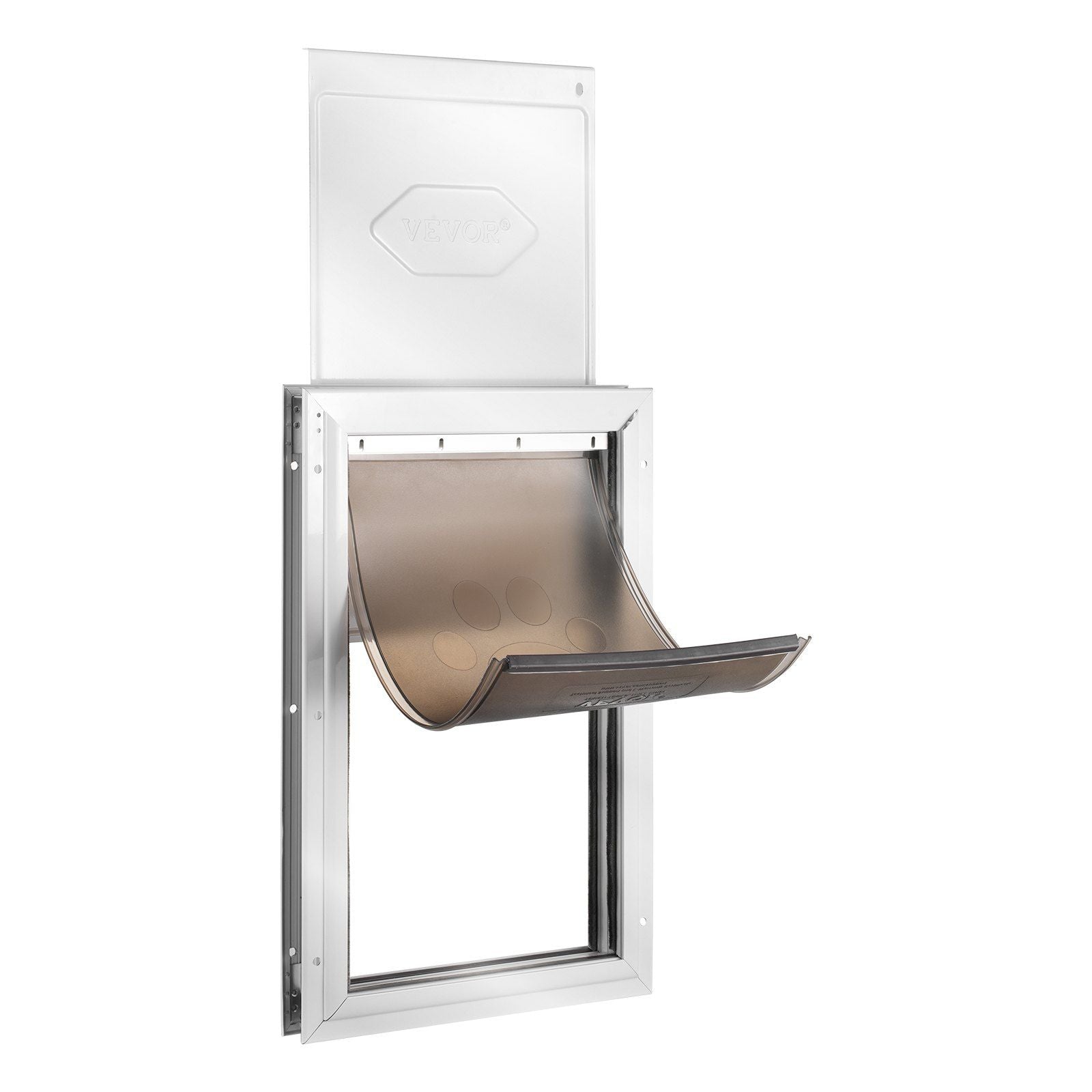 Pet Door, 21 x 30.3 cm Aluminum Frame with Lock and Flap System, Weatherproof Doggy Door, Easy to Install in Interior or Exterior Doors, Pet Door Suitable for Cat Doggie Kitties (White-Small)