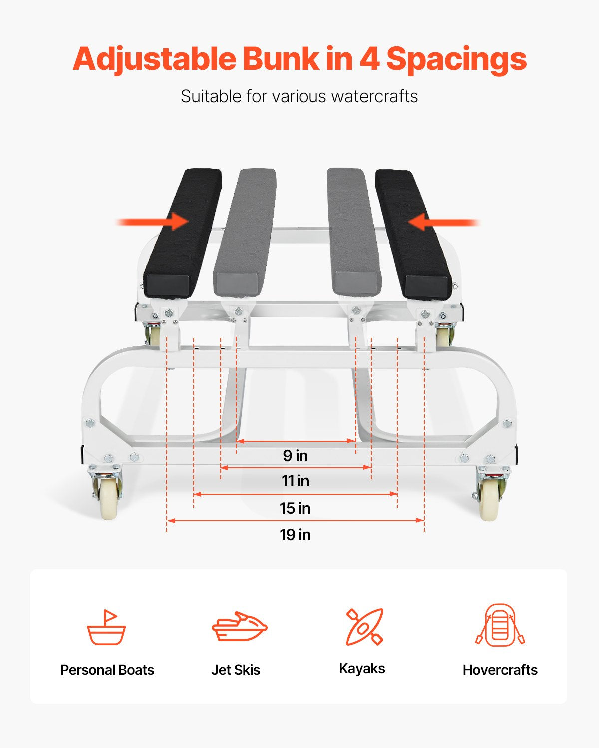 VEVOR Watercraft PWC Dolly Boat 454 kg Capacity Jet Ski Stand Storage Cart