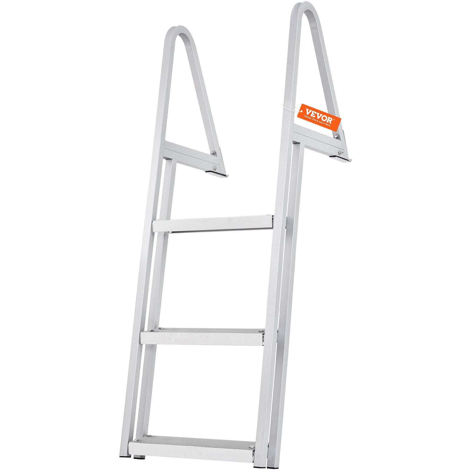 VEVOR Dock Ladder, Removable 3 Steps, 159 kg Load Capacity, Aluminum Alloy Pontoon Boat Ladder with 101.6 mm Wide Step & Nonslip Rubber Mat, Easy to Install for Ship/Lake/Pool/Marine Boarding