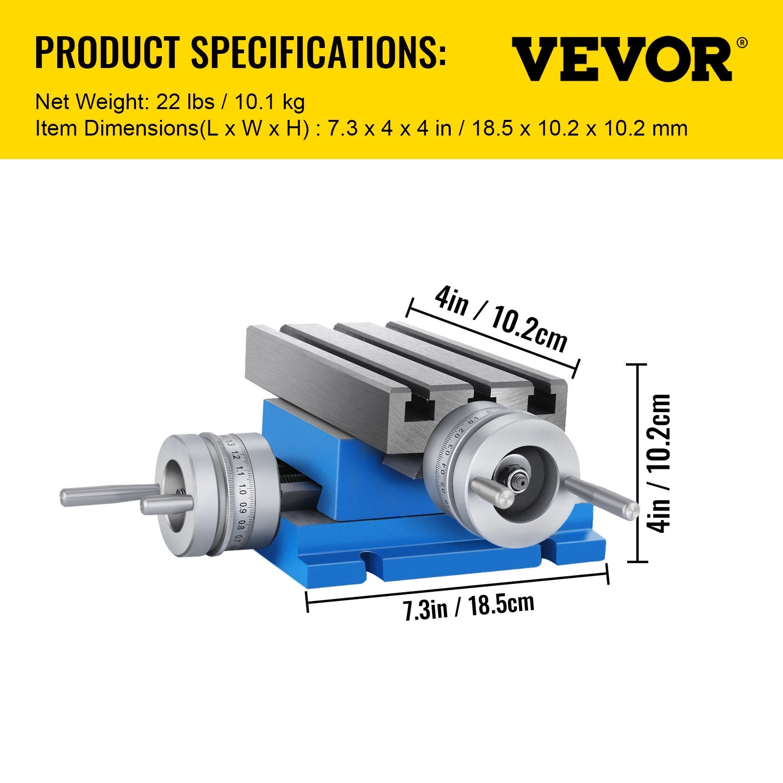 VEVOR Milling Machine Cross Slide Worktable 4''x7.3'' 2 Axis Compound Precision
