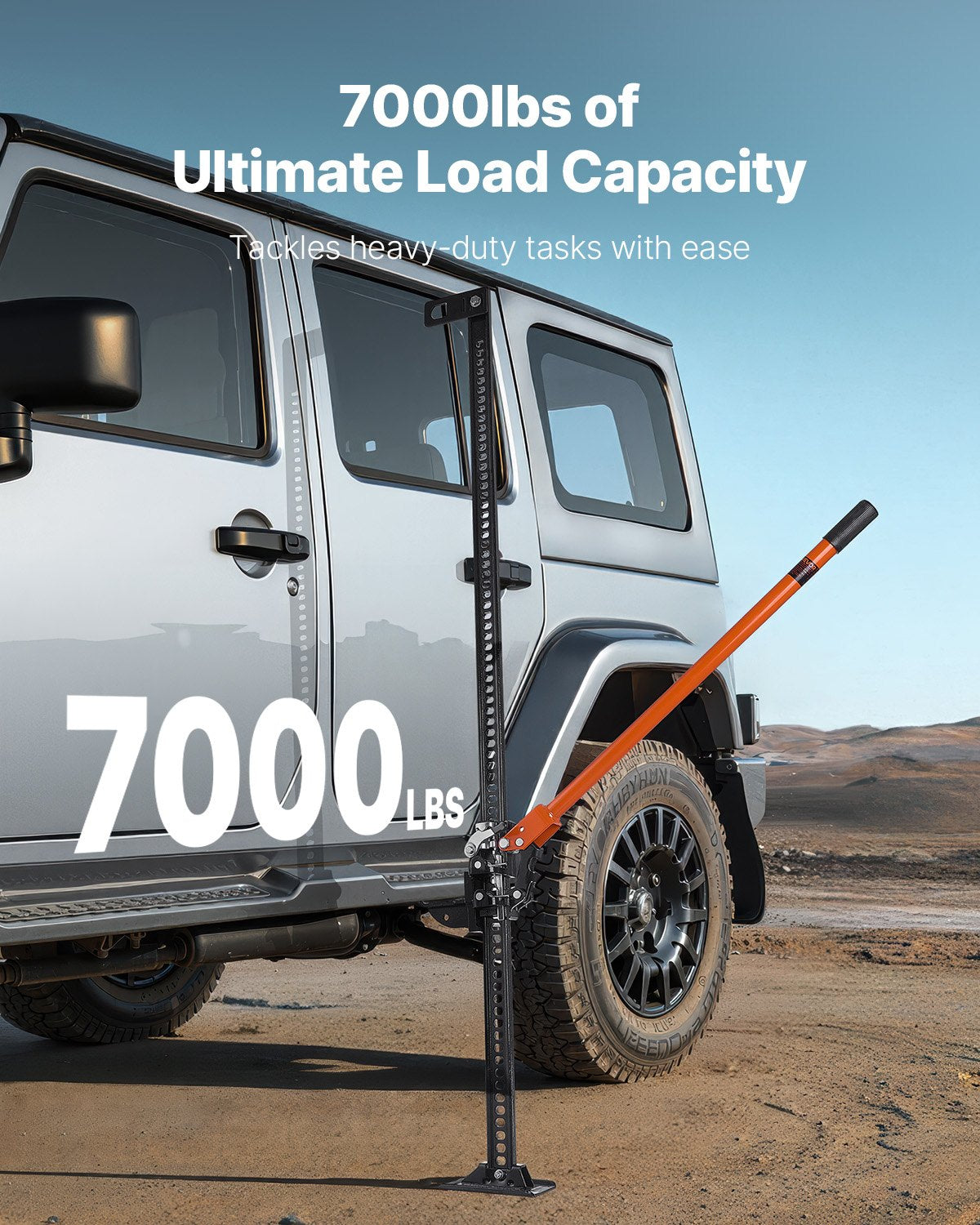 VEVOR Farm Jack, 152.5 cm Utility High Lift Farm Jack, 3.18 Ton Capacity Ratcheting Off Road Utility Jacks, Heavy-Duty Lift Jacks with 130.1-1380 mm Lifting Range for Tractor, Truck, SUV