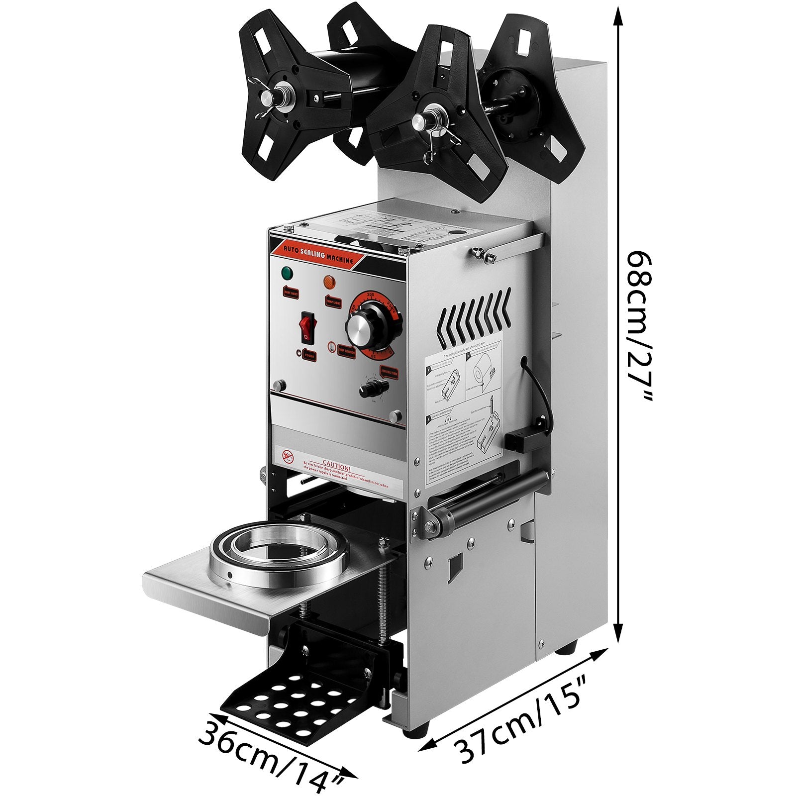 VEVOR Semi-automatic Cup Sealing Machine Cup Sealer Silver 300-500 Cups/Hour