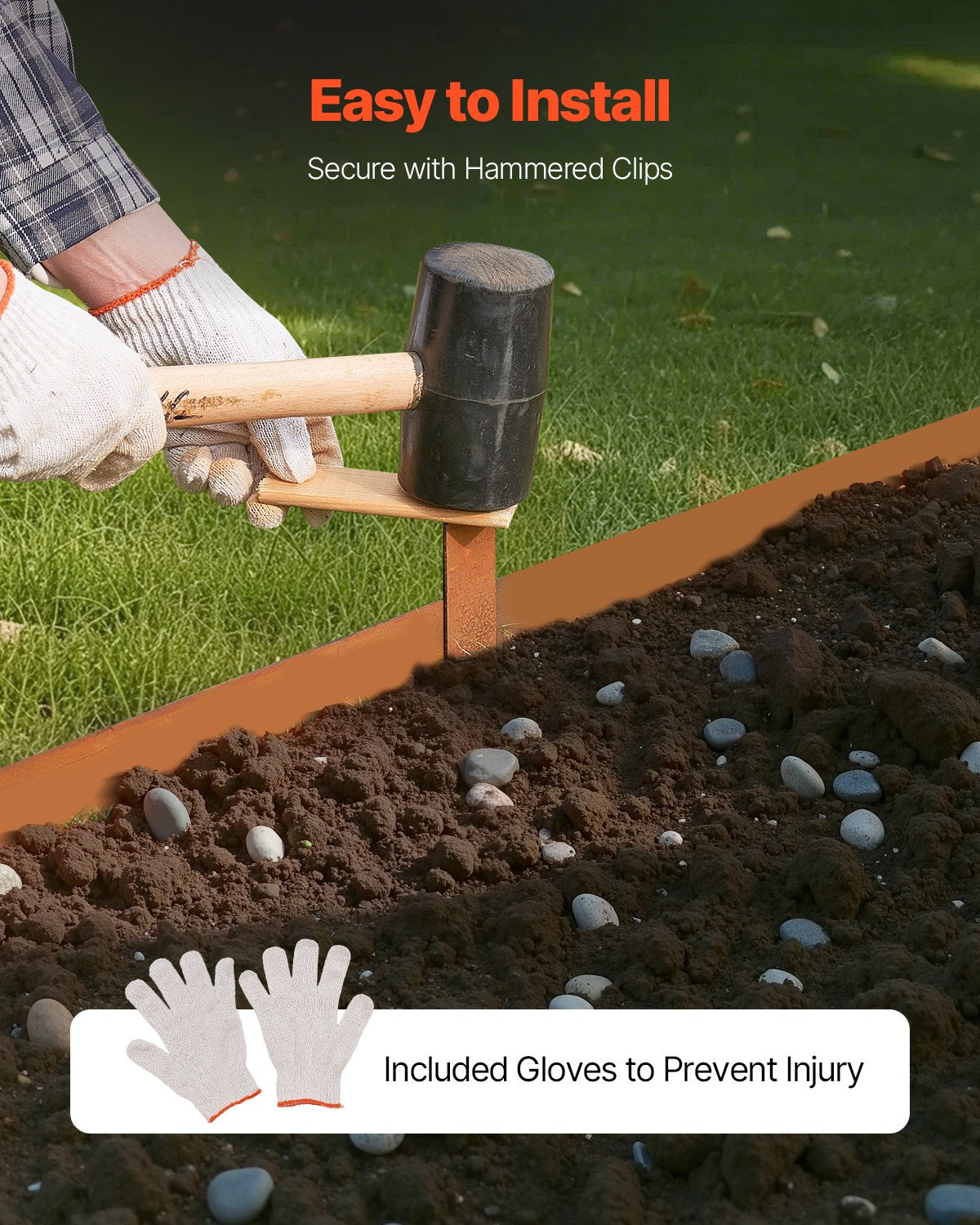 VEVOR Steel Landscape Edging, 10 Packs 40 x 4.5 in Weather-Resistant & Pre-Rust Metal Landscape Edging, Bendable Garden Edging Border, Heavy Duty Lawn Edging, Flower Bed Yard Pathway Divider