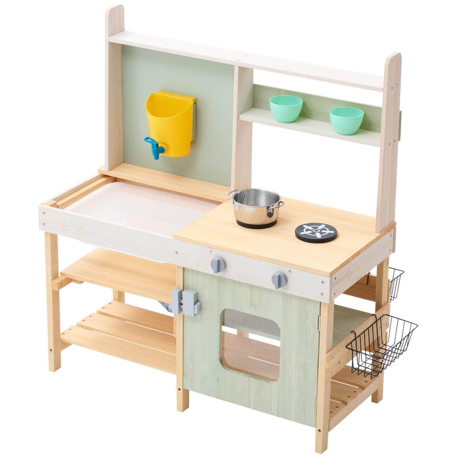 VEVOR Wooden Mud Kitchen Outdoor Toy Play Kitchen Set for Kids Pretend Playset