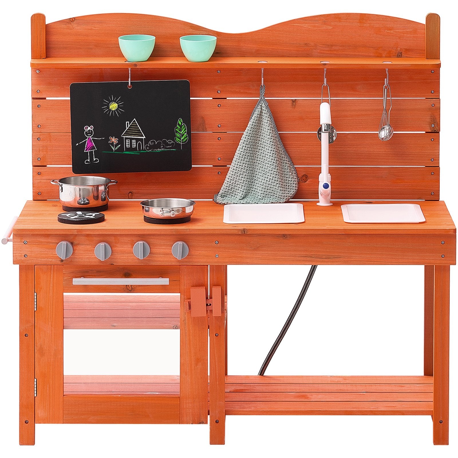 VEVOR Wooden Mud Kitchen Outdoor Toy Play Kitchen Set for Kids Pretend Playset