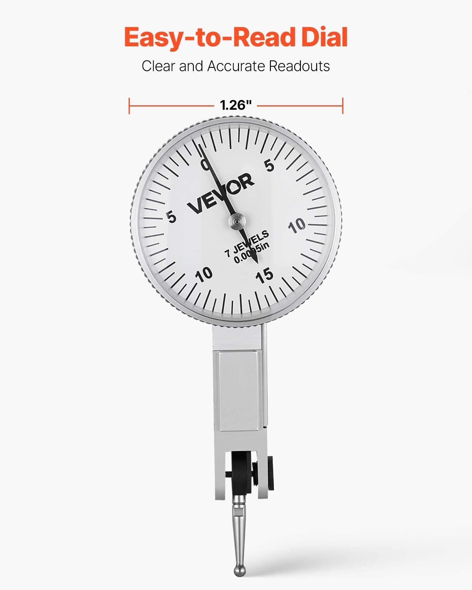 Dial Test Indicator with Universal Magnetic Base and Storage Case, 0.01 mm Accuracy, 0-0.76 mm Range, Micro Ball Handle for Narrow Area Measurement, Industrial Machining & Inspection