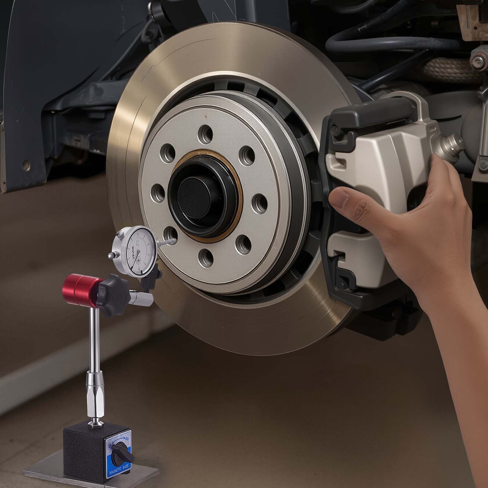 Dial Test Indicator with Magnetic Flexible Base Stand, 0.03 mm Accuracy, 0-25.4mm Range, Fine Adjustable Long Arm, Professional for Machine Set-Up, Narrow Area Measurement, Easy to Read