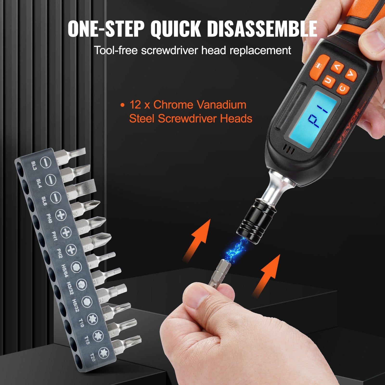 VEVOR Digital Torque Screwdriver 1/4" Range 2.65-70.67in/lb w/ 0.01N.m Increment