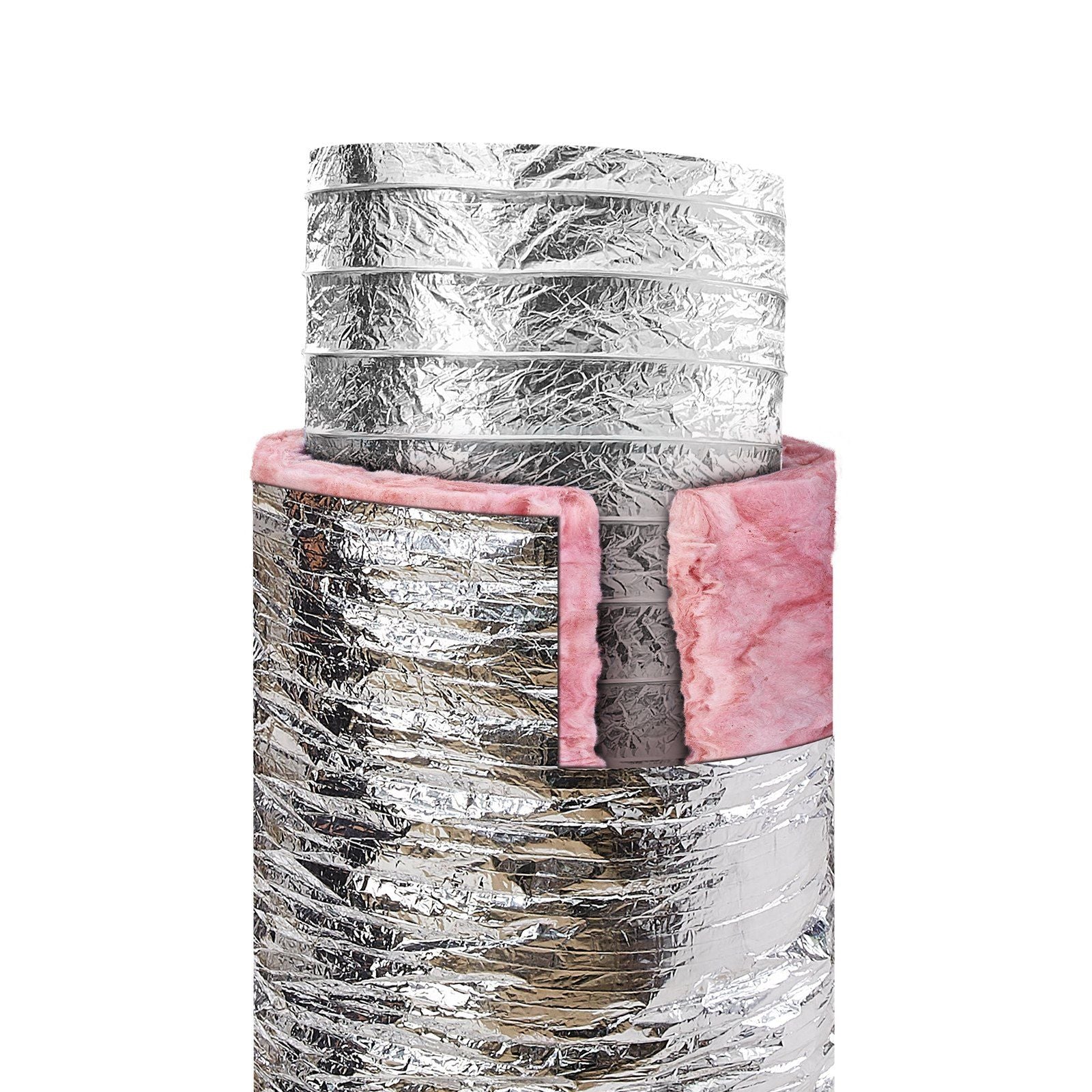 Dryer Vent Hose, 254MM Insulated Flexible Duct 7.62M Long with 2 Duct Clamps, Heavy-Duty Three Layer Protection for HVAC Heating Cooling Ventilation and Exhaust, R-6.0 Flame Resistance Value