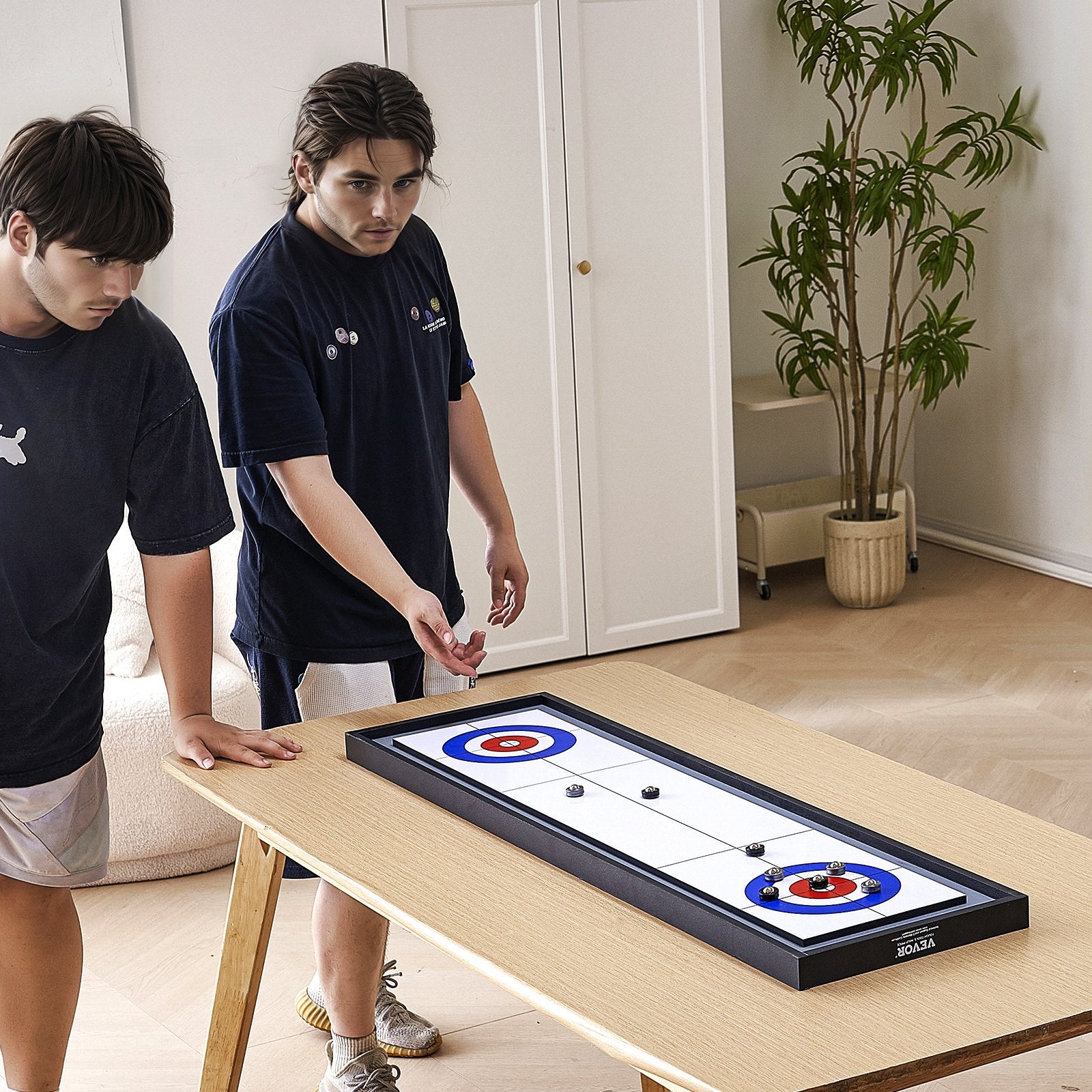 VEVOR 114cm Shuffleboard and Curling 2 in 1 Board Game Portable Tabletop Set