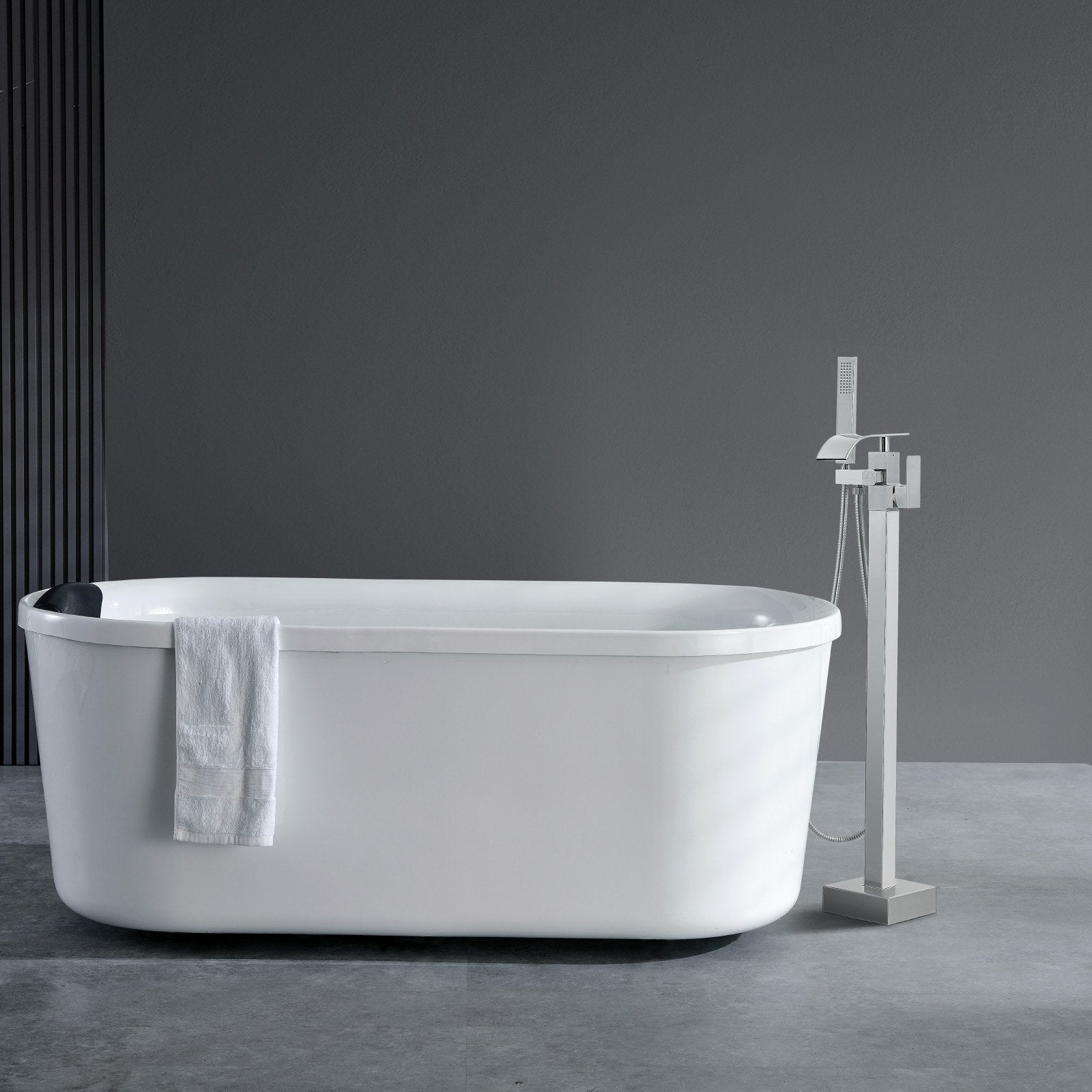 VEVOR Freestanding Bathtub Faucet, Floor Mount, Freestanding Tub Filler, Shower Mixer Taps, Two Water Modes, Swivel Spout, for Bathing & Showering Pet Bathing Cleaning Drains Toilet Flushing