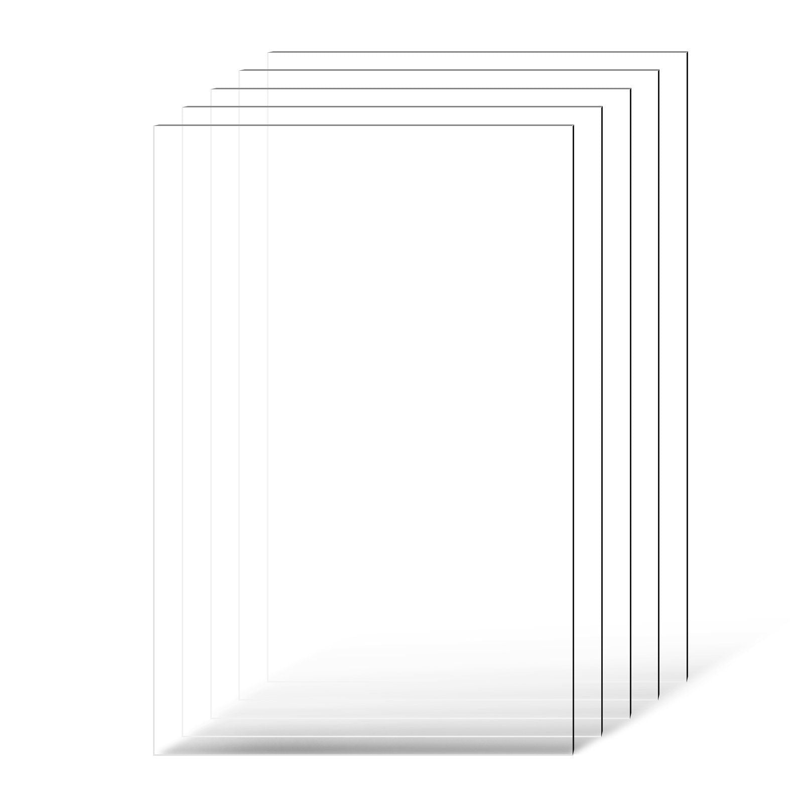 PET/Plexiglass Sheets, 5-Pack Plastic Sheet, 610 x 914 mm 1 mm Thick Transparent Clear Flexible Plastic Panels for Craft, Replacement Picture Frame Glass, DIY Display Project, Easy to Cut