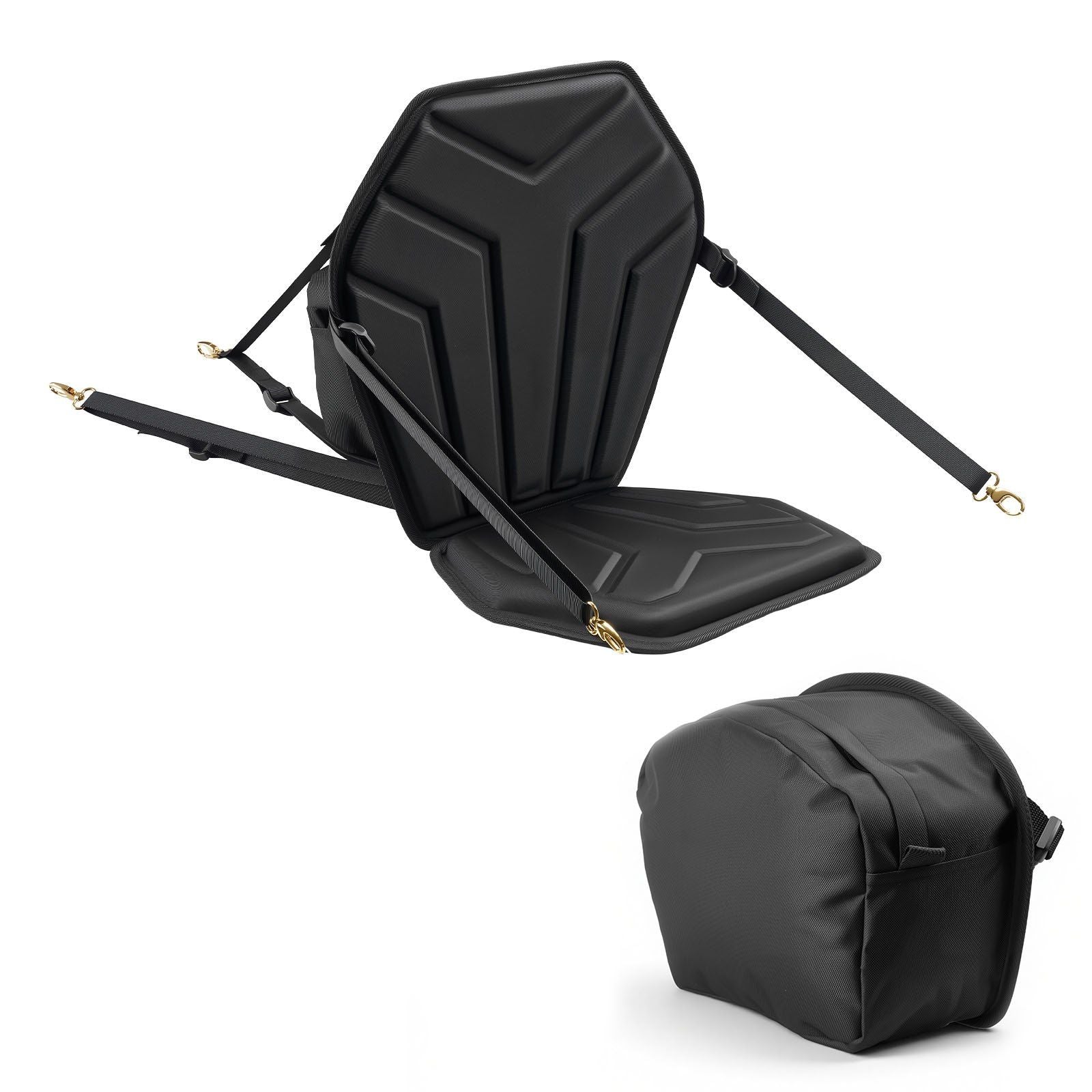 Kayak Seat, 1 Pack 31 mm Thick, Universal Paddle Board Seat with Back Support, Hexagonal Sit-on-Top Soft Padded Cushion with Storage Bag & Adjustable Straps for SUP, Fishing/Inflatable Kayak