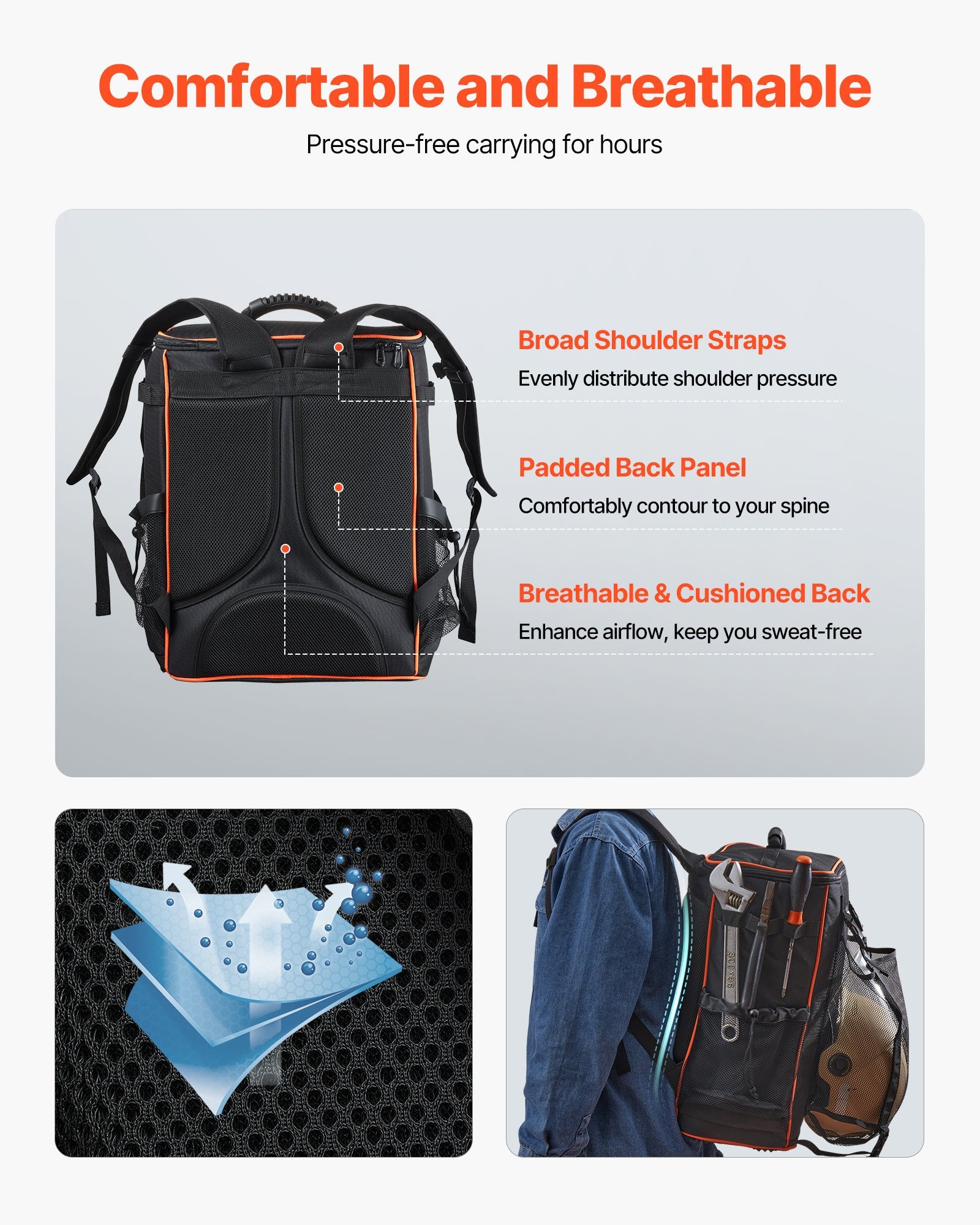 VEVOR 33L Welding Backpack 600D Polyester Welder Backpack for Tools and Helmet