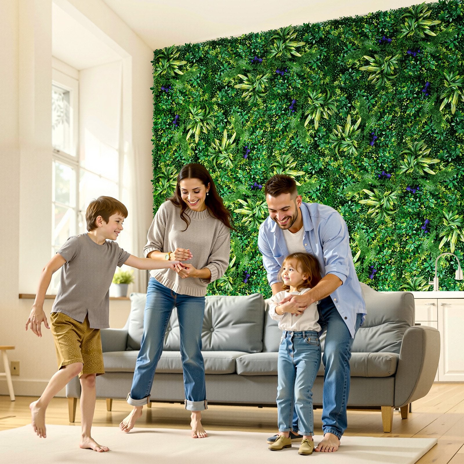 VEVOR Artificial Grass Wall Panels, 8 PCS 20 x 20 inch, 3D Combination Greenery Boxwood Panel for Indoor Outdoor Green Decor & Ivy Fence Covering, Privacy Backdrop Wall Hedge Screen for Garden