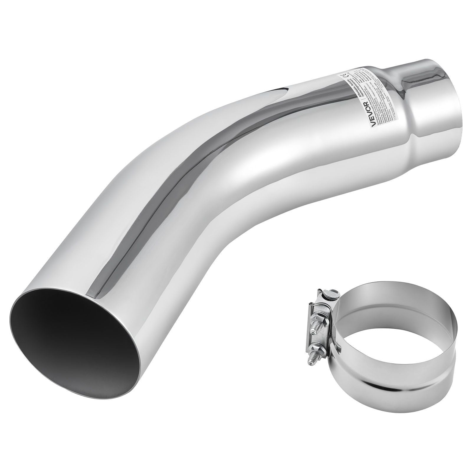 Elbow Exhaust Tip, 127mm Inlet, 152.4mm Outlet, 584mm Overall Length, Chrome Turn Down Exhaust Tip with Clamp for Truck, Sedan, Sports Car, SUV, Chrome Structure for High Temperature Resistance