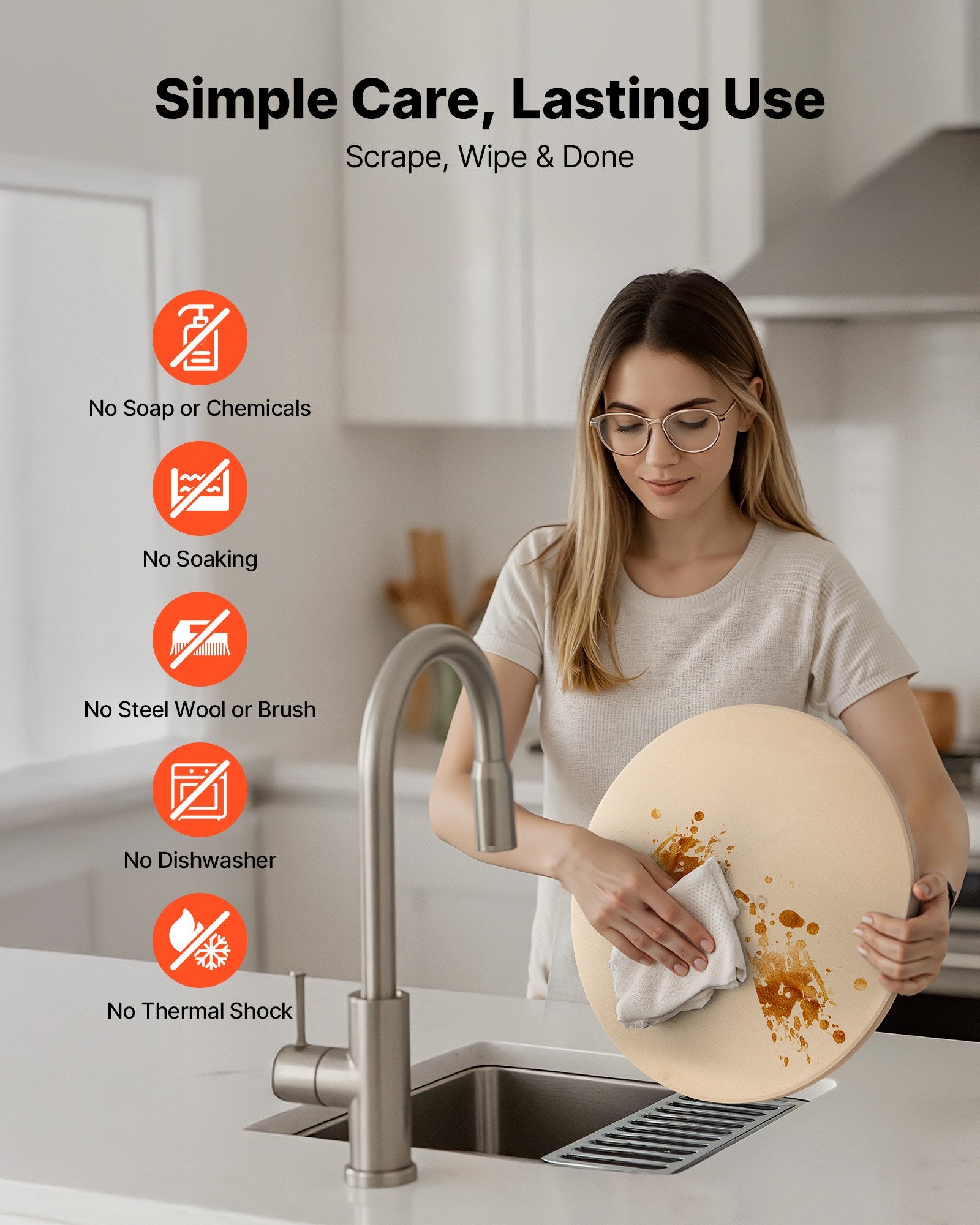 VEVOR Pizza Stone, 381 mm Round Cordierite Pizza Stone, Extra Large Baking-Stone with Aluminum Peel, 17 mm Thickness Heat-Resistant Cooking Cordierite, for Kitchen Oven, Baking Pizzas, BBQ Grilling