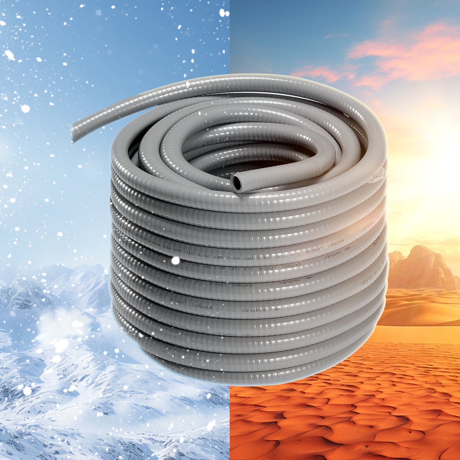 VEVOR 25.4 mm Flexible Electrical Conduit, 30.5 m, PVC Liquid-Tight Conduit Non-Metallic with 5 Straight and 5 90-Degree Conduit Connector Fittings, for Air Conditioning Motor Controller Pump, IP65