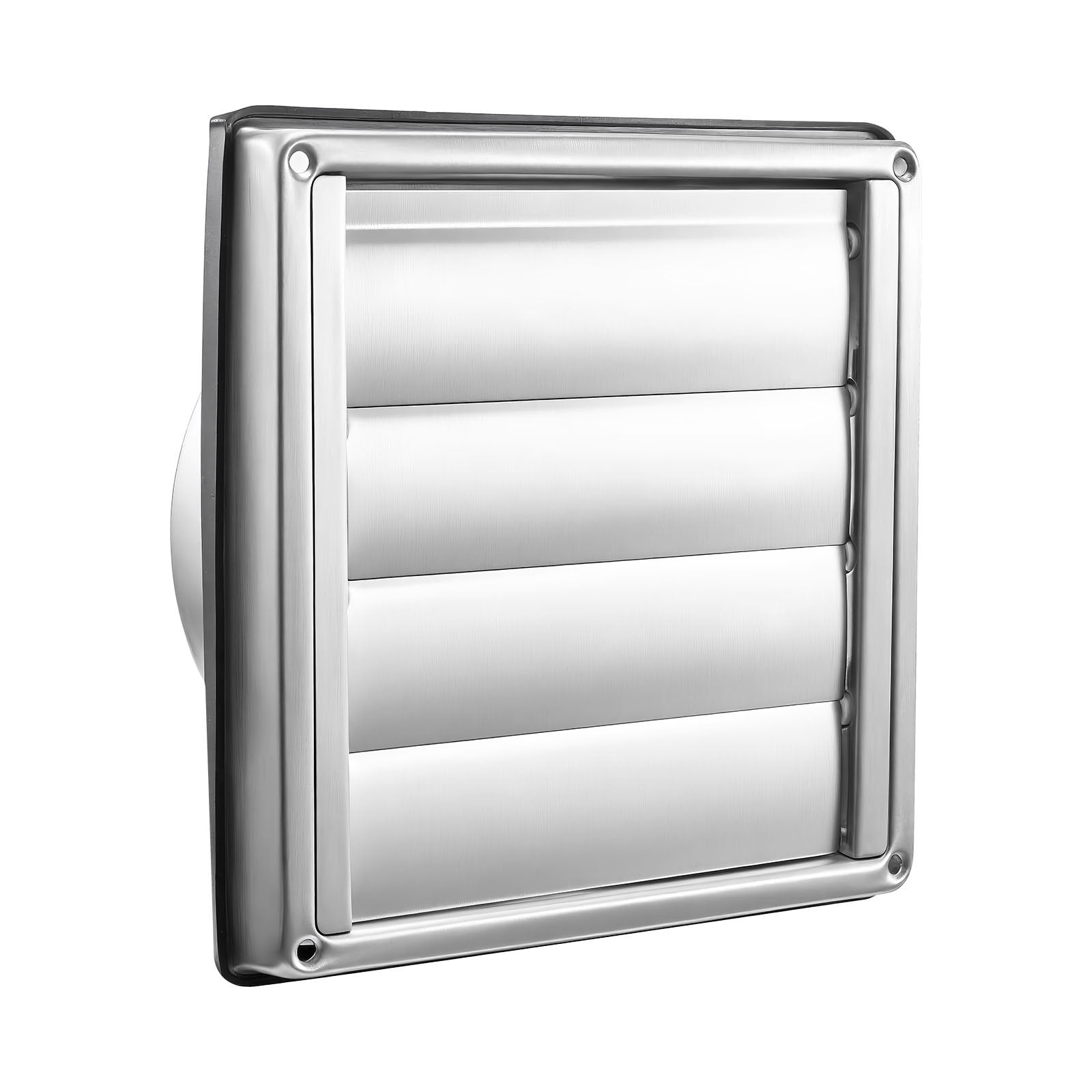 VEVOR 97mm Wall Vent Cover, Louvered Square AC Vent Gable Cover, Premium Stainless Steel & with Noise Reducing Rubber Gasket, for House,Bathroom,Garage,Kitchen,Basement (1 Pack, Silver)