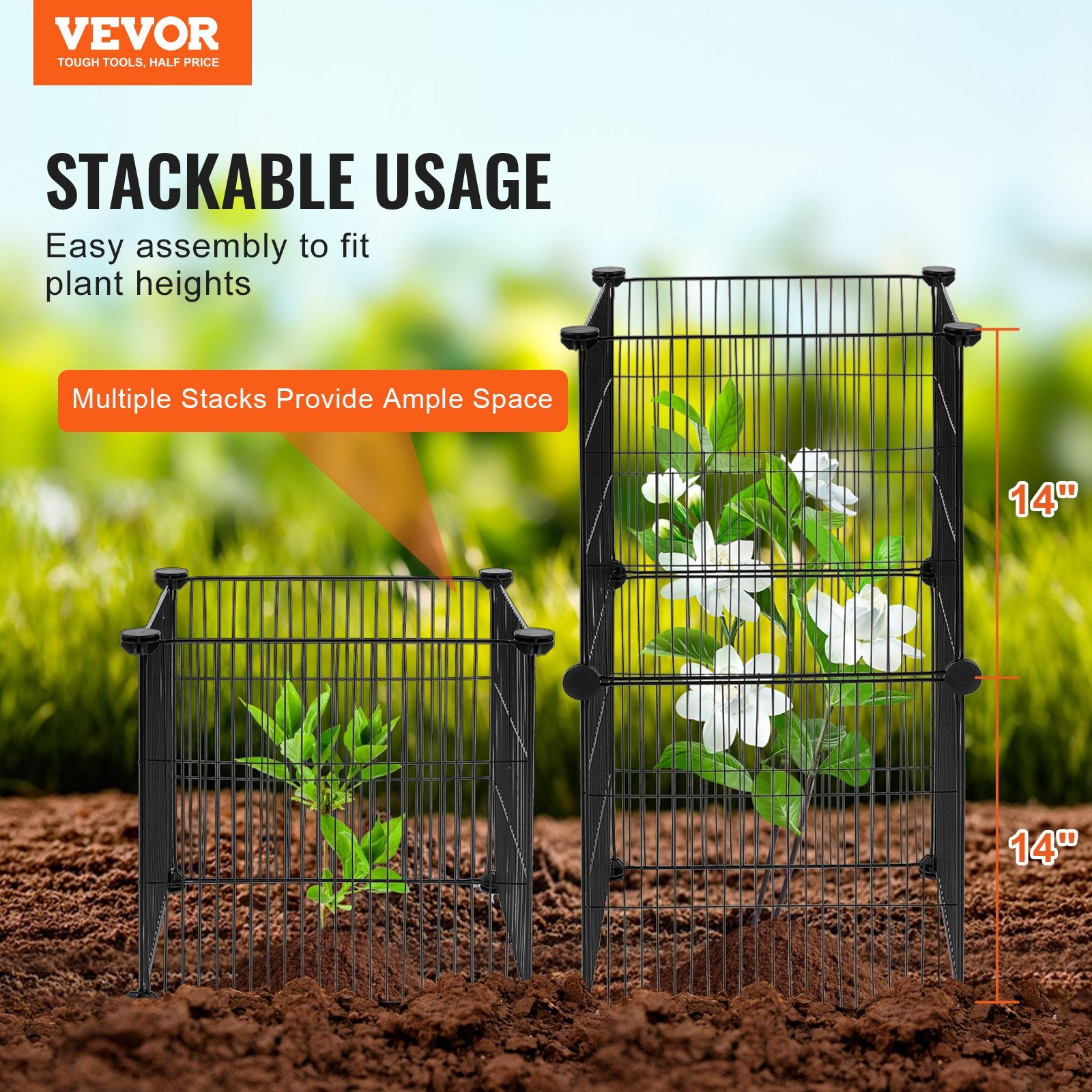 VEVOR 5 Pack Plant Protector from Animals, 390 mm x 390 mm Chicken Wire Plant Protector, Plant Cages for Outdoor Plants, Flowers & Vegetables, Keeps Bunny Chicken Squirrels Out, 20pcs Metal Mesh
