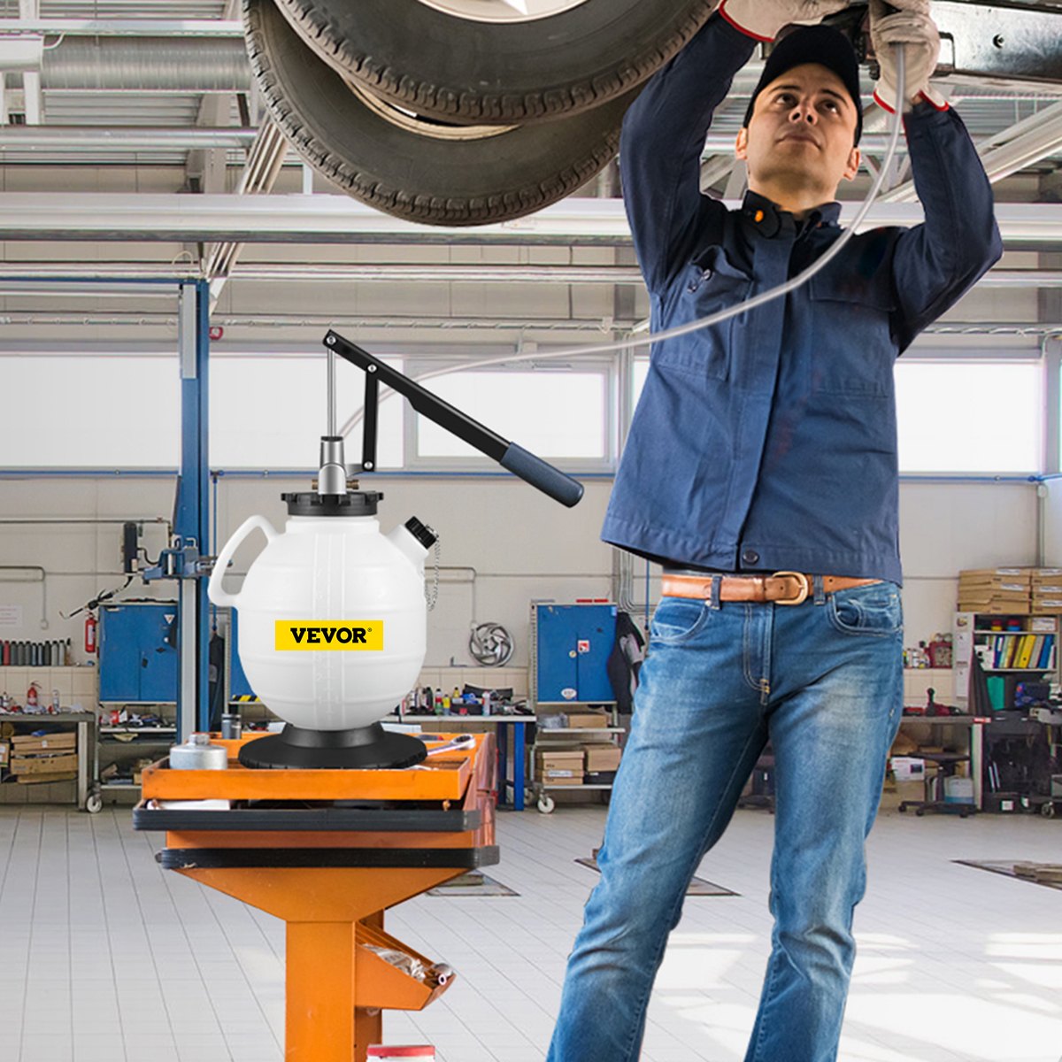 VEVOR Transmission Fluid Pressure Bleeder, 7.5L Large Capacity Transmission Oil Replacement Tool Set with 15 PCS ATF Filler Adapters, Transmission Oil Replacement Kit for Most Cars with Pressure Gauge