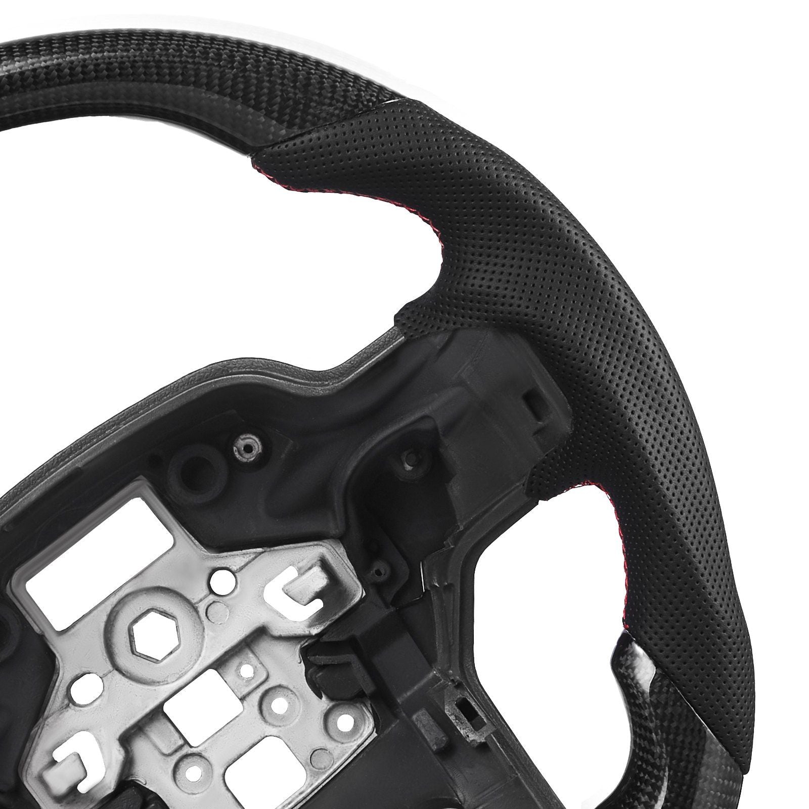 Steering Wheel for 2021-2024 Ford F150, Carbon Fiber Steering Wheel D-Shaped Flat-Bottom, Leather Grip with Non-Slip Texture & Precise Stitching, Accessories Replacement for Ford F150, Black