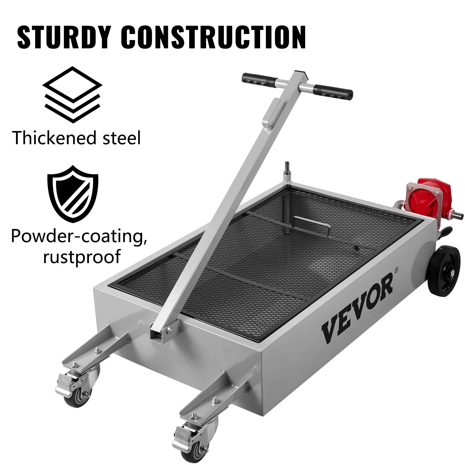 VEVOR Low Profile Oil Drain Pan Truck Drain Pan 57 L with Pump Hose Casters