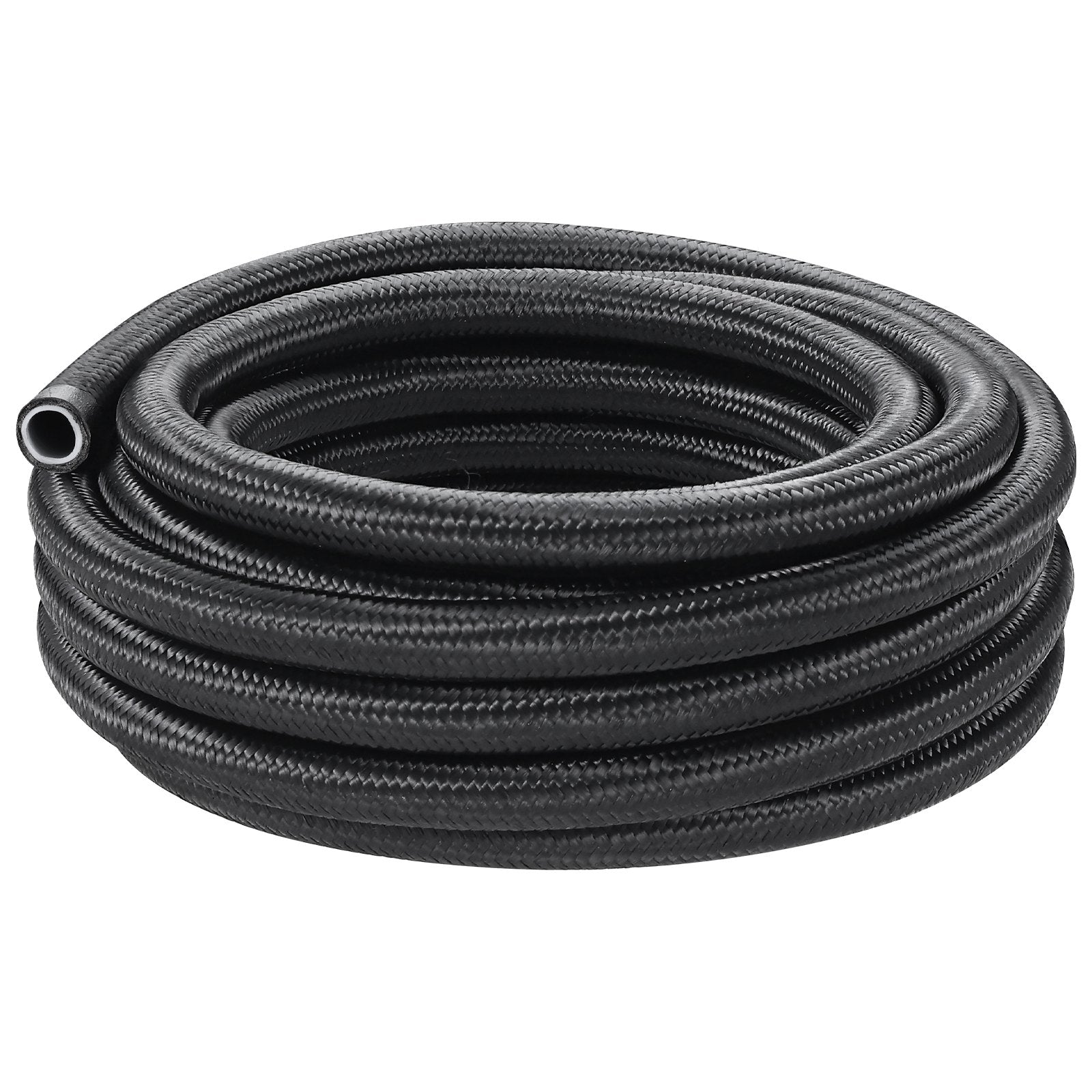 VEVOR 6AN Fuel Line Kit, 7.62 m Fuel Hose Kit, Nylon Stainless Steel Braided PTFE Fuel Line Kit, E85/Oil/Gas/Diesel Hose End Fitting Kit, with 15 PCS Swivel Fitting Adapter Kit, Black