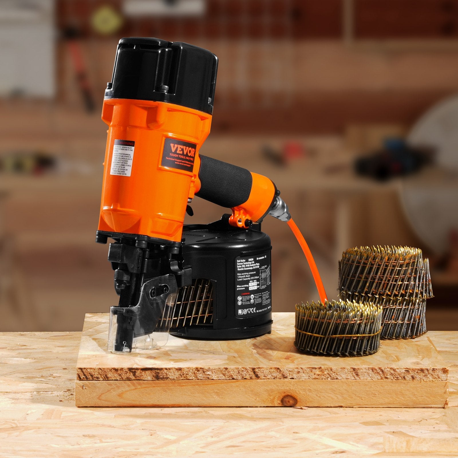 VEVOR CN83N Coil Siding Nailer 50mm to 83mm 15 Degree Pneumatic Nail Gun