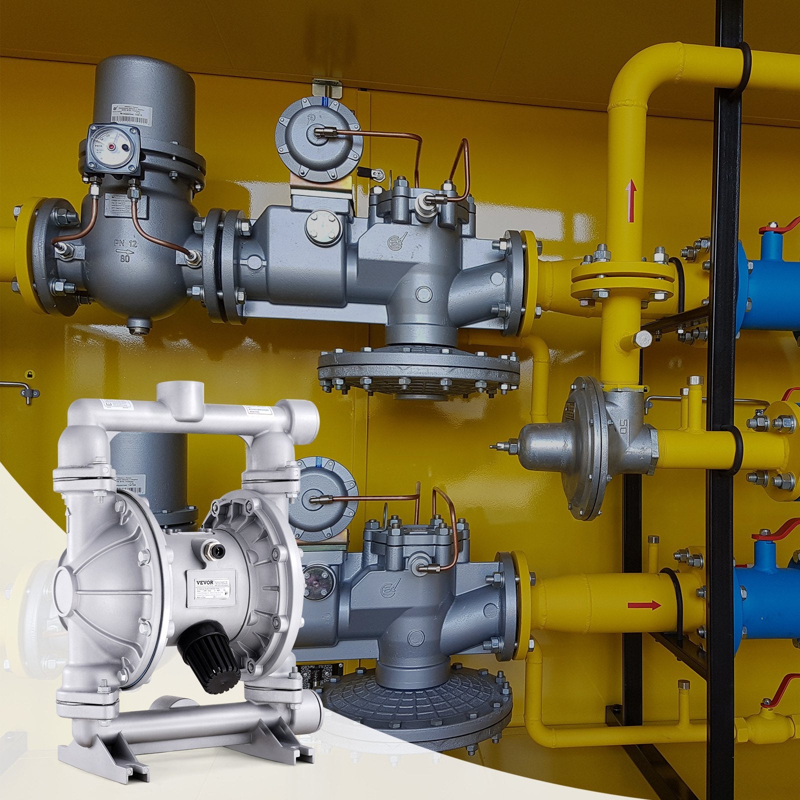 VEVOR Air Operated Double Diaphragm Pump, 44GPM, Max 115PSI Air Waste Oil Pneumatic Transfer Pump with 2 Extra Diaphragms, 3.8cm Inlet & Outlet Aluminum Alloy Diaphragm Pump for Diesel Grease Oil