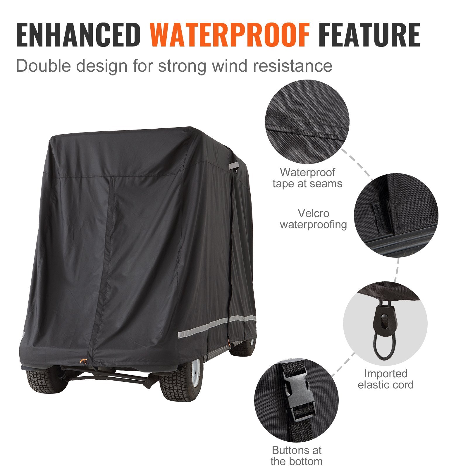 VEVOR 4 Passenger Golf Cart Cover 600D Polyester Waterproof Cover Universal Fits