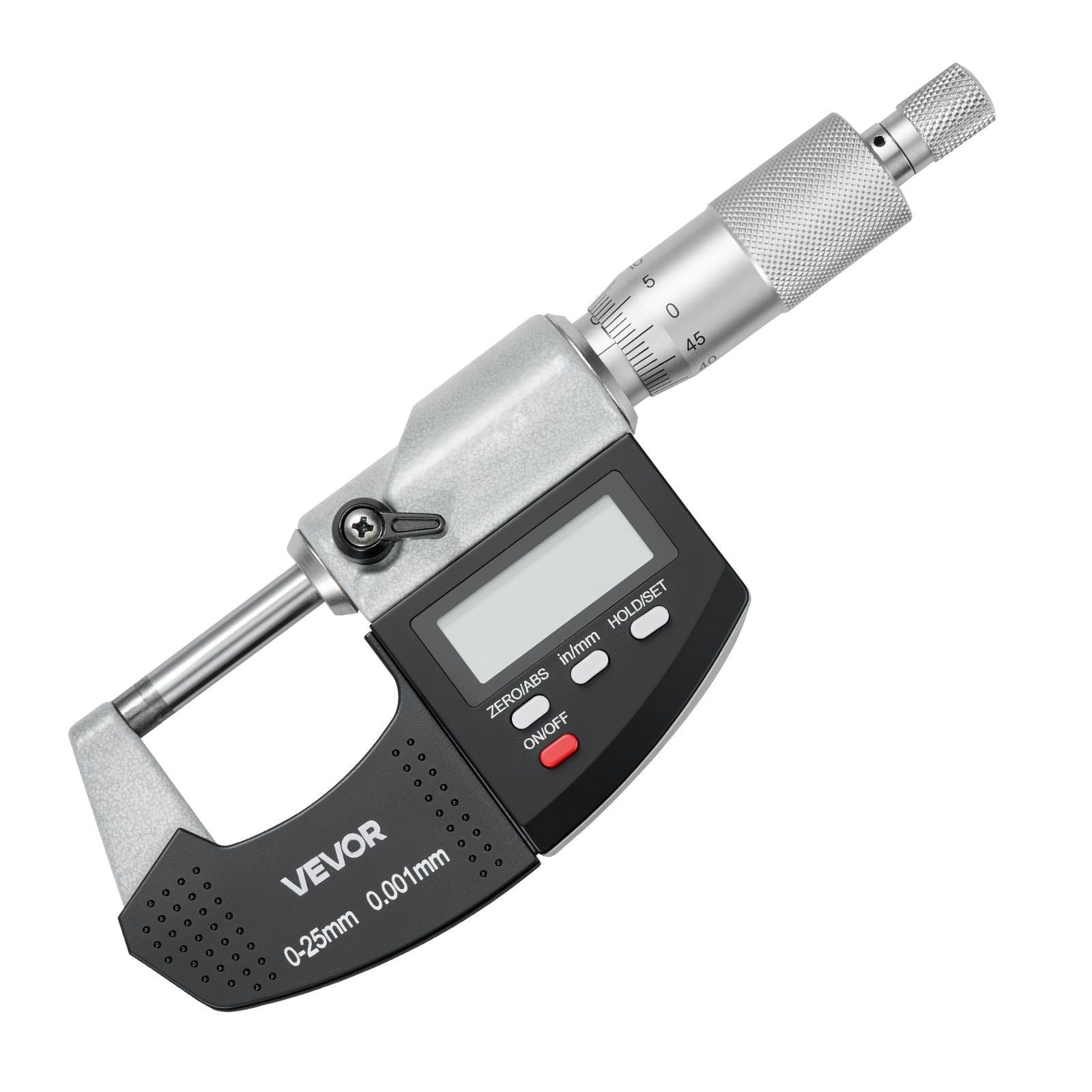 Micrometer Set, Digital Outside Micrometer 0-25.4 mm Measuring Range, 0.001 mm Resolution, Ultra-Precision Accuracy, LCD Screen, in/mm Switch, Carbide Tip, with Protective Case