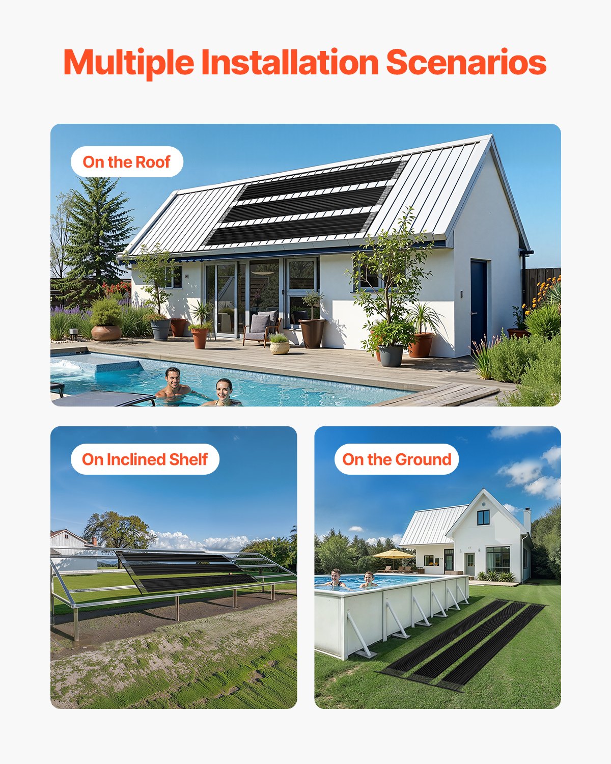 VEVOR Solar Pool Heater 1235 x 7340mm Aboveground & Inground Pool Heating System