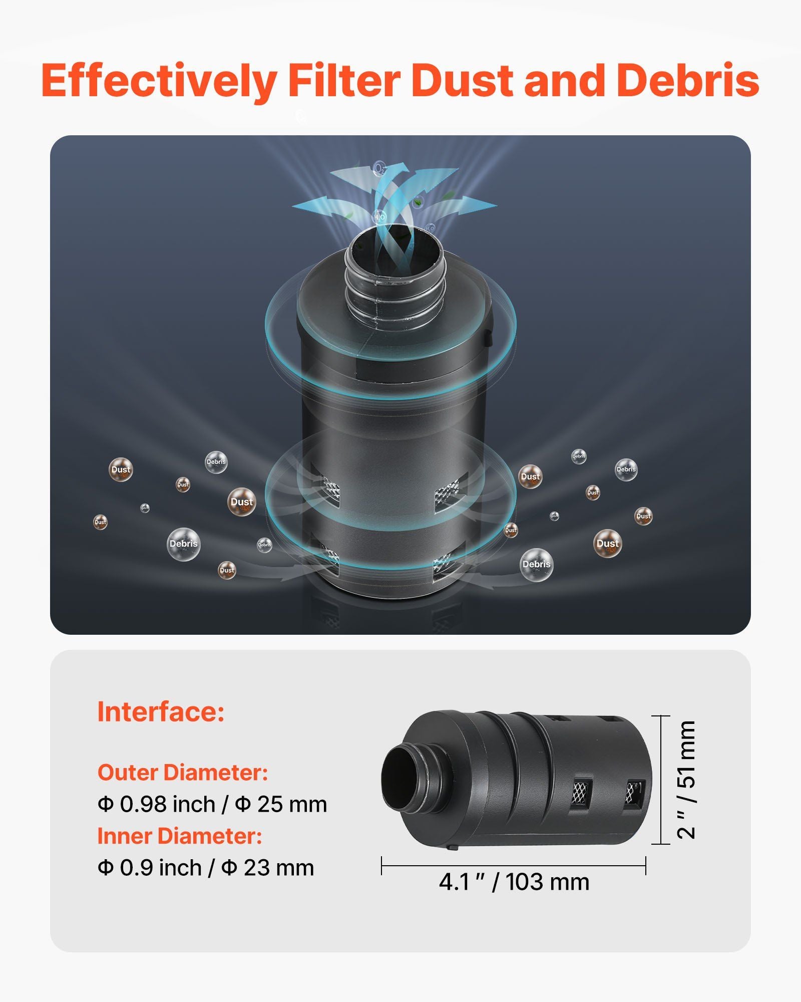 Diesel Heater Intake Pipe Kit, 25mm Car Air Parking Heater Ducting Pipe Hose Tube, Stretchable & Bendable Car Air Intake Filter Silencer Hose Pipes Kit with Clamps for 2KW 5KW 8KW Diesel Heaters