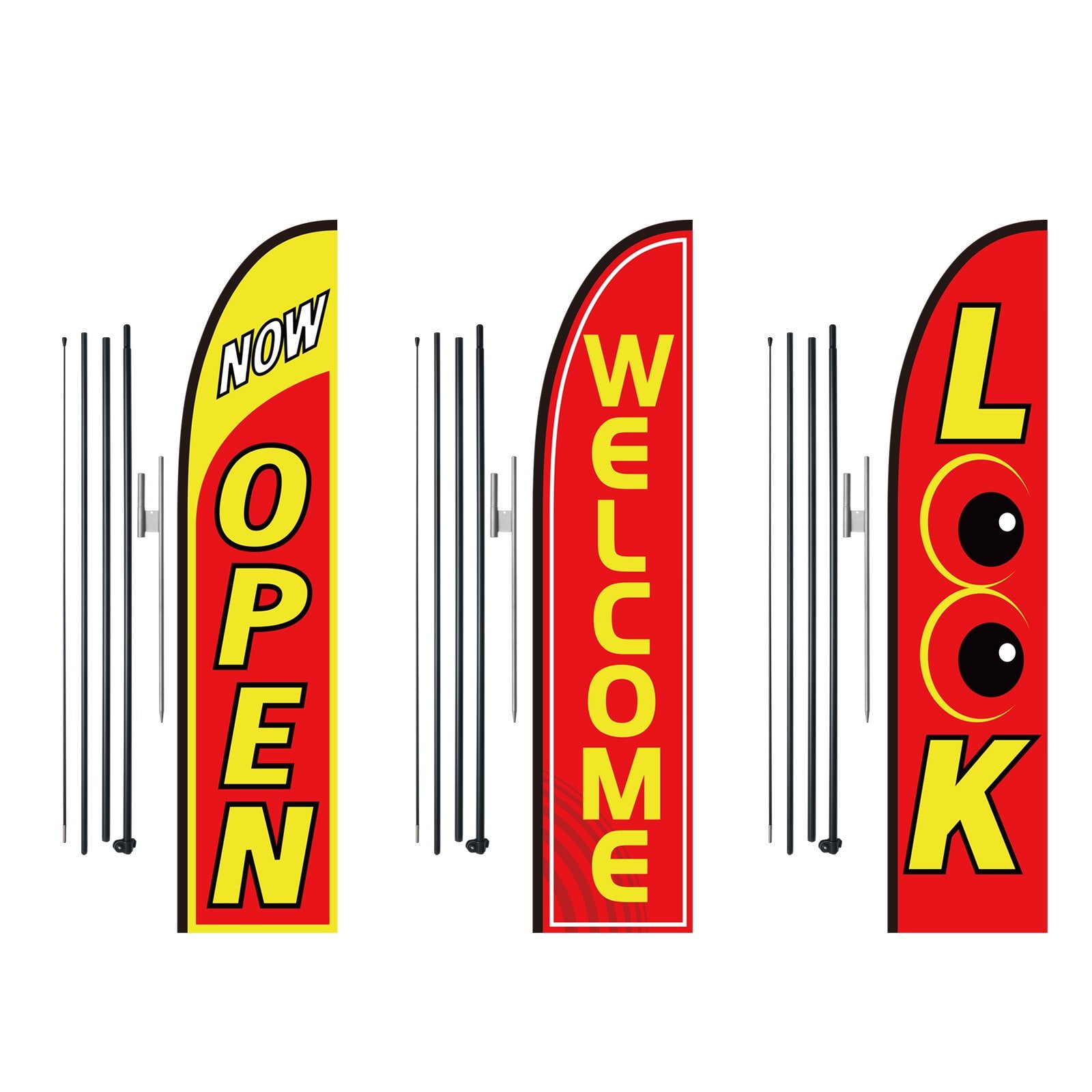 VEVOR Open Flags for Business Advertising Feather Flag Kit Open Look Welcome