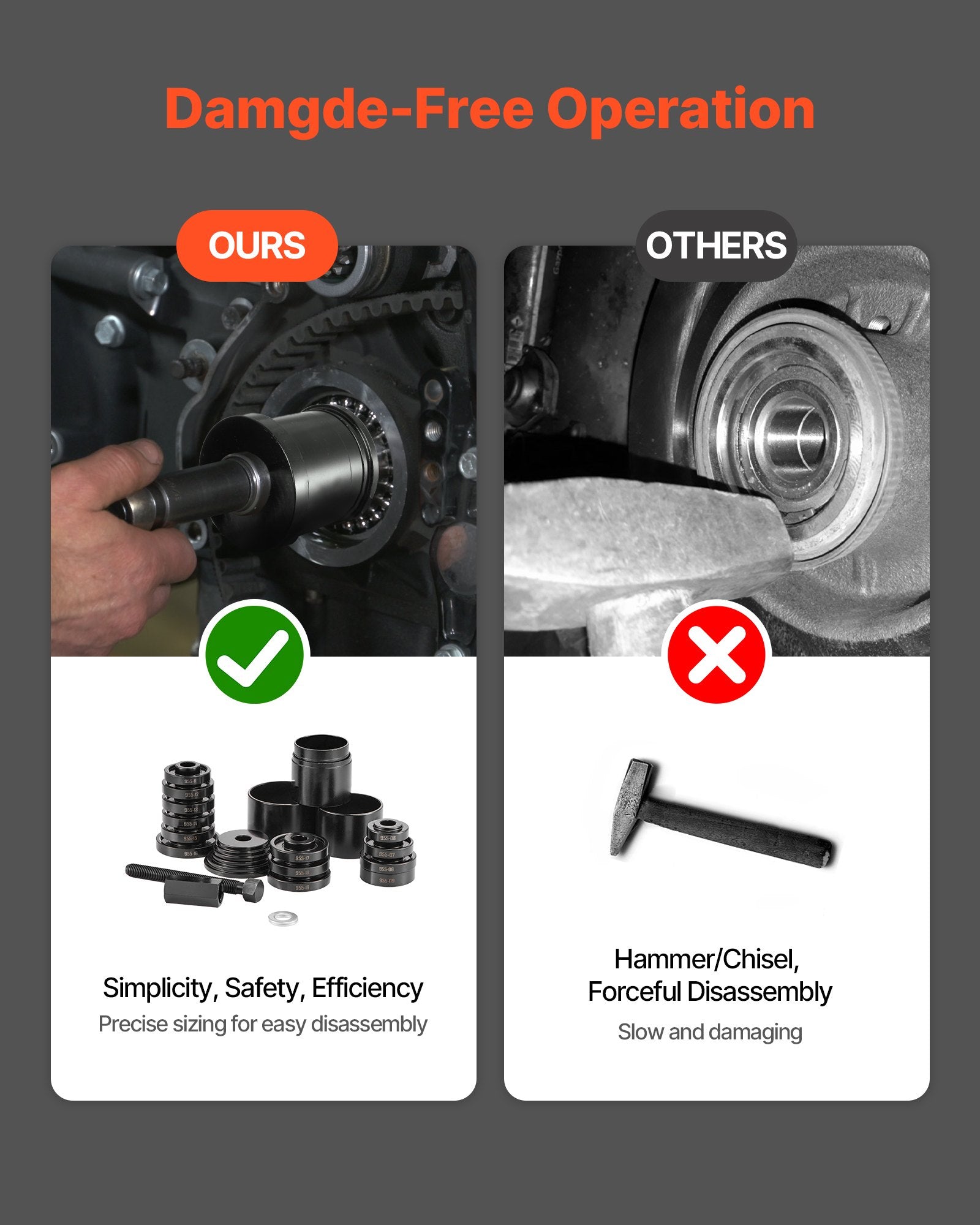 VEVOR Wheel Bearing Press Kit, 23 PCS FWD Bearing Puller Tools, for Front Wheel Drive Bearing Removal and Installation, Wheel Bearing Tool with Sliding Screw, Bushings, Sleeve Plates, Storage Case