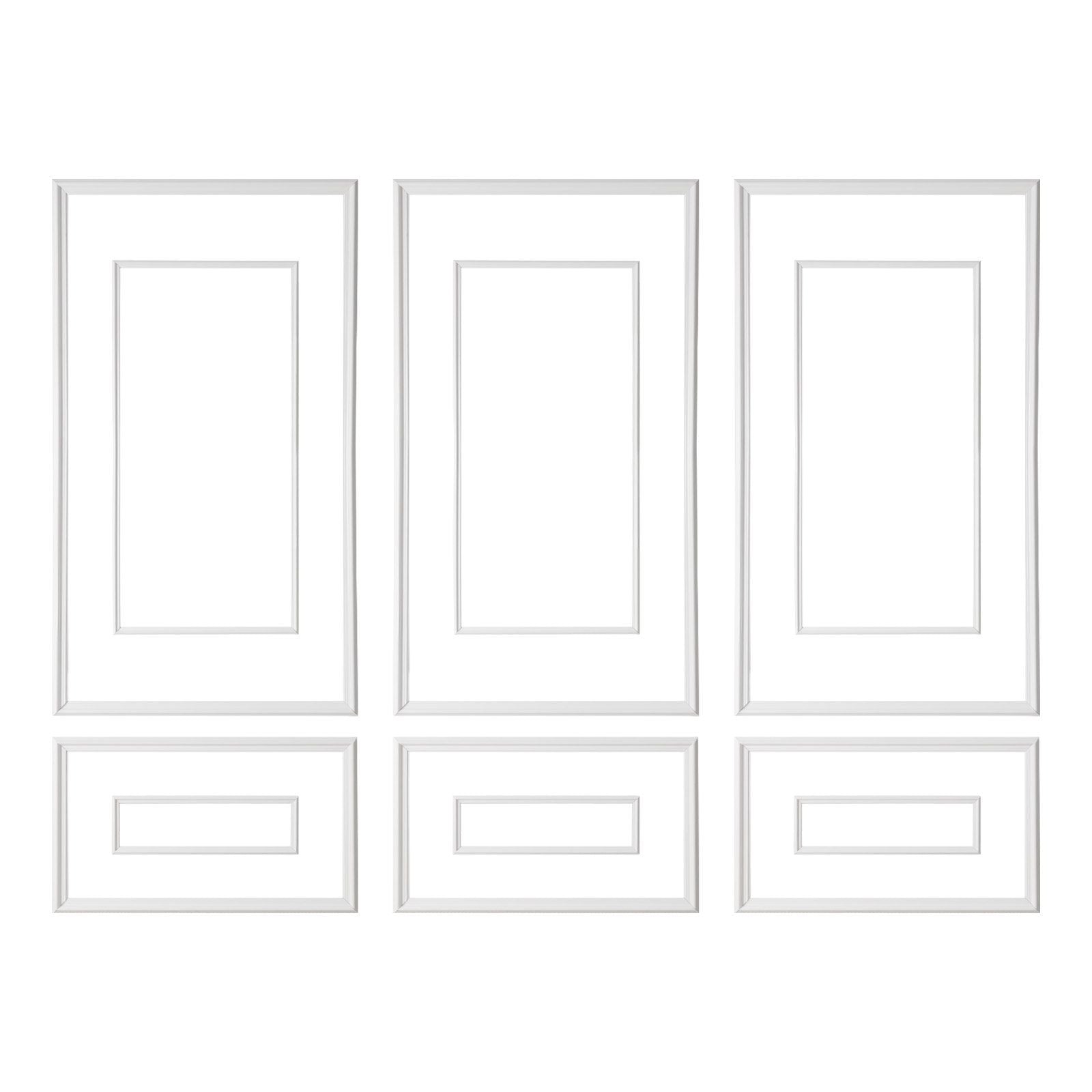 Wall Molding 3 Pack, Wainscoting Panels Kit with Dual-Line Wide & Narrow Profile, Lightweight Paintable Polystyrene, Easy to Install Accent Wall Trim for Interior Living Room, Bedroom,White