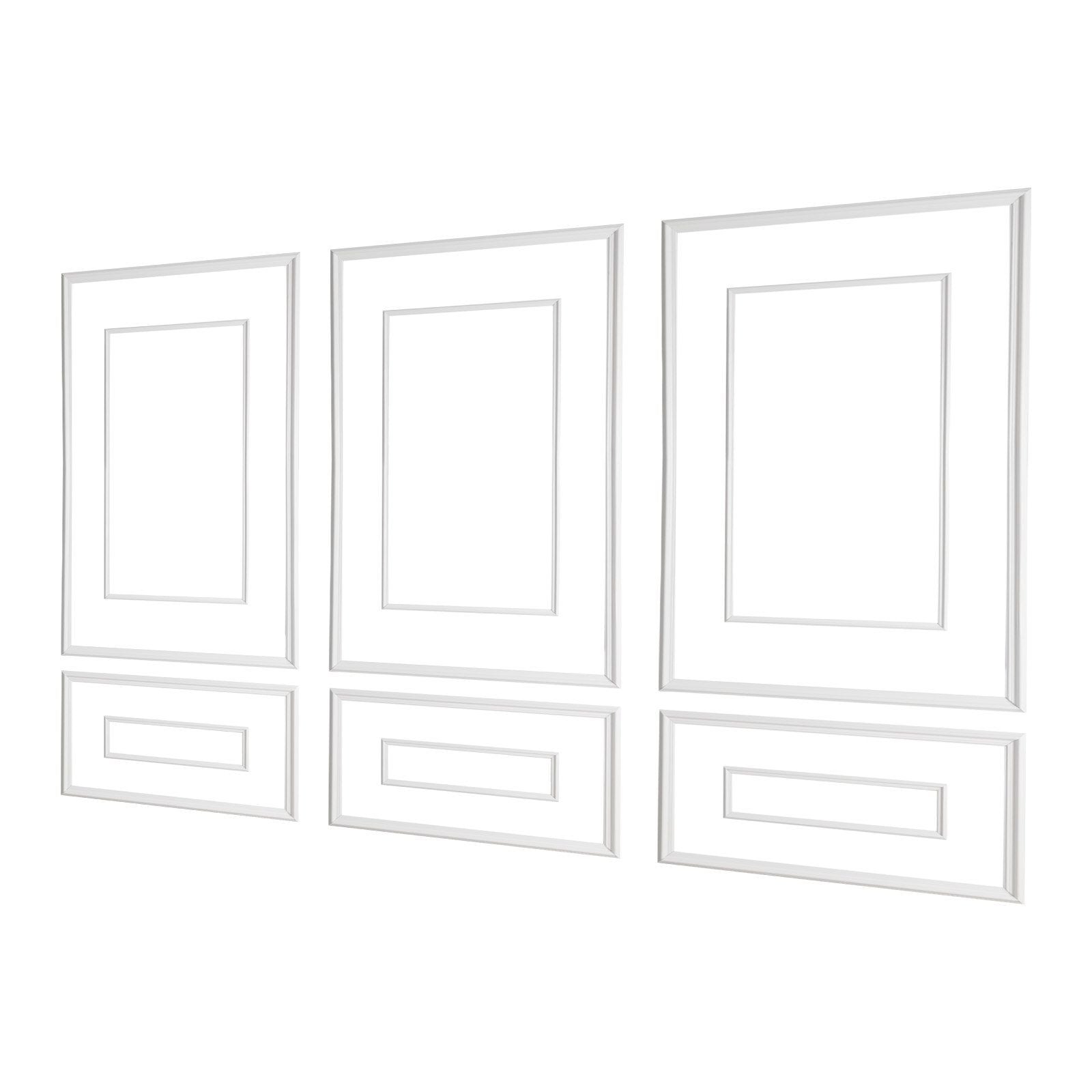 Wall Molding 3 Pack, Wainscoting Panels Kit with Dual-Line Wide & Narrow Profile, Lightweight Paintable Polystyrene, Easy to Install Accent Wall Trim for Interior Living Room, Bedroom,White