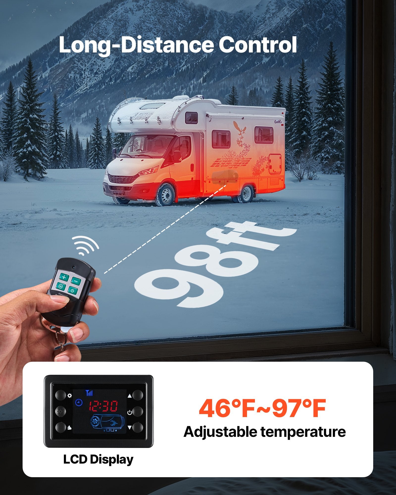 VEVOR Diesel Heater, 8KW, DC 12V/24V, Portable Diesel Air Heater with Remote Control and LCD Screen, Fast Heating Low Noise, 10 L Large Fuel Tank for Vehicles, Vans, RVs, Campers, and Trucks