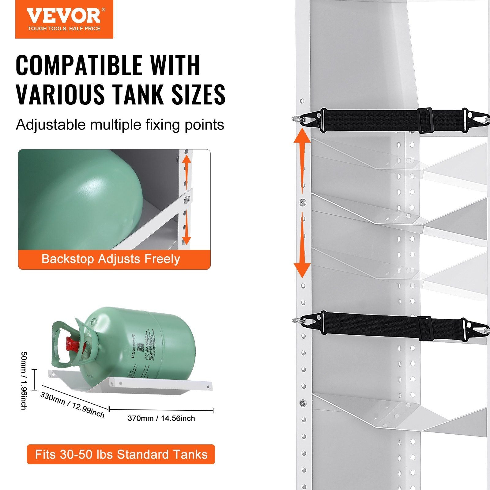 Refrigerant Tank Rack, with 3 x 30-50lb Bottle Tanks, Cylinder Tank Rack 372 × 355 × 1170mm, Refrigerant Cylinder Rack Gas Cylinder Racks and Holders for Freon, Gases, Oxygen, Nitrogen