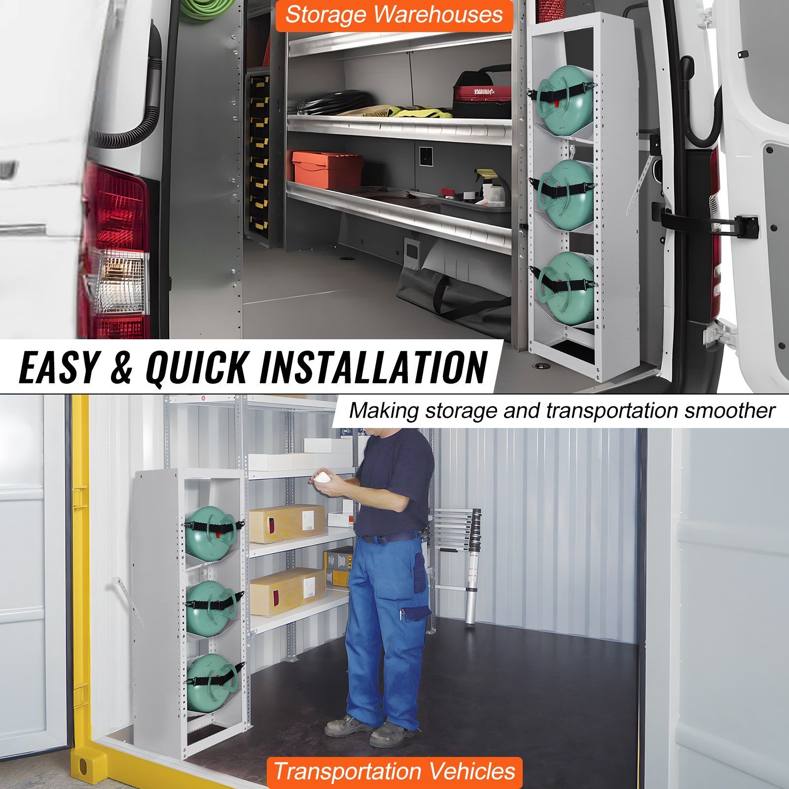 Refrigerant Tank Rack, with 3 x 30-50lb Bottle Tanks, Cylinder Tank Rack 372 × 355 × 1170mm, Refrigerant Cylinder Rack Gas Cylinder Racks and Holders for Freon, Gases, Oxygen, Nitrogen